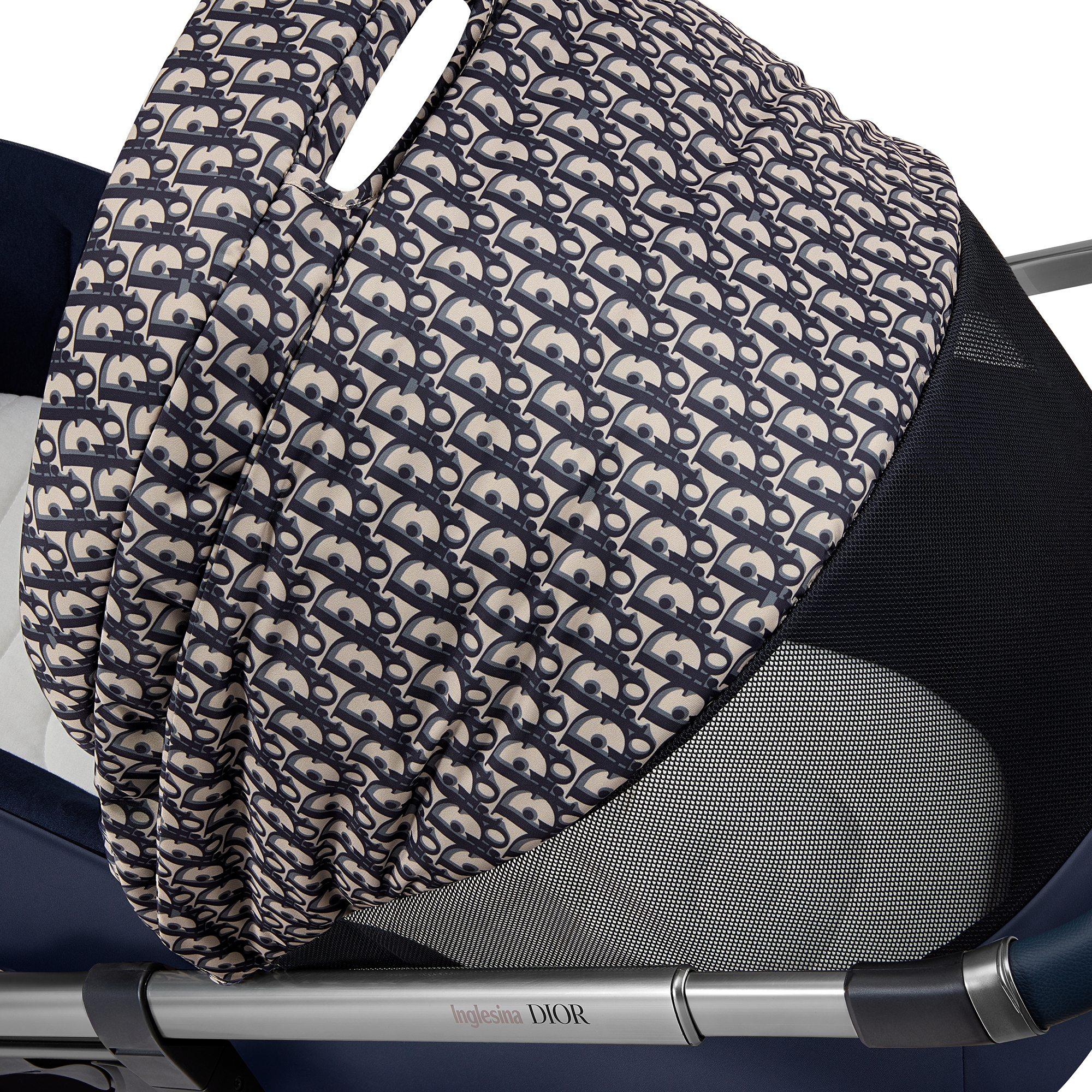 Combo landau et poussette Toile technique déperlante Dior Oblique bleu et beige E05