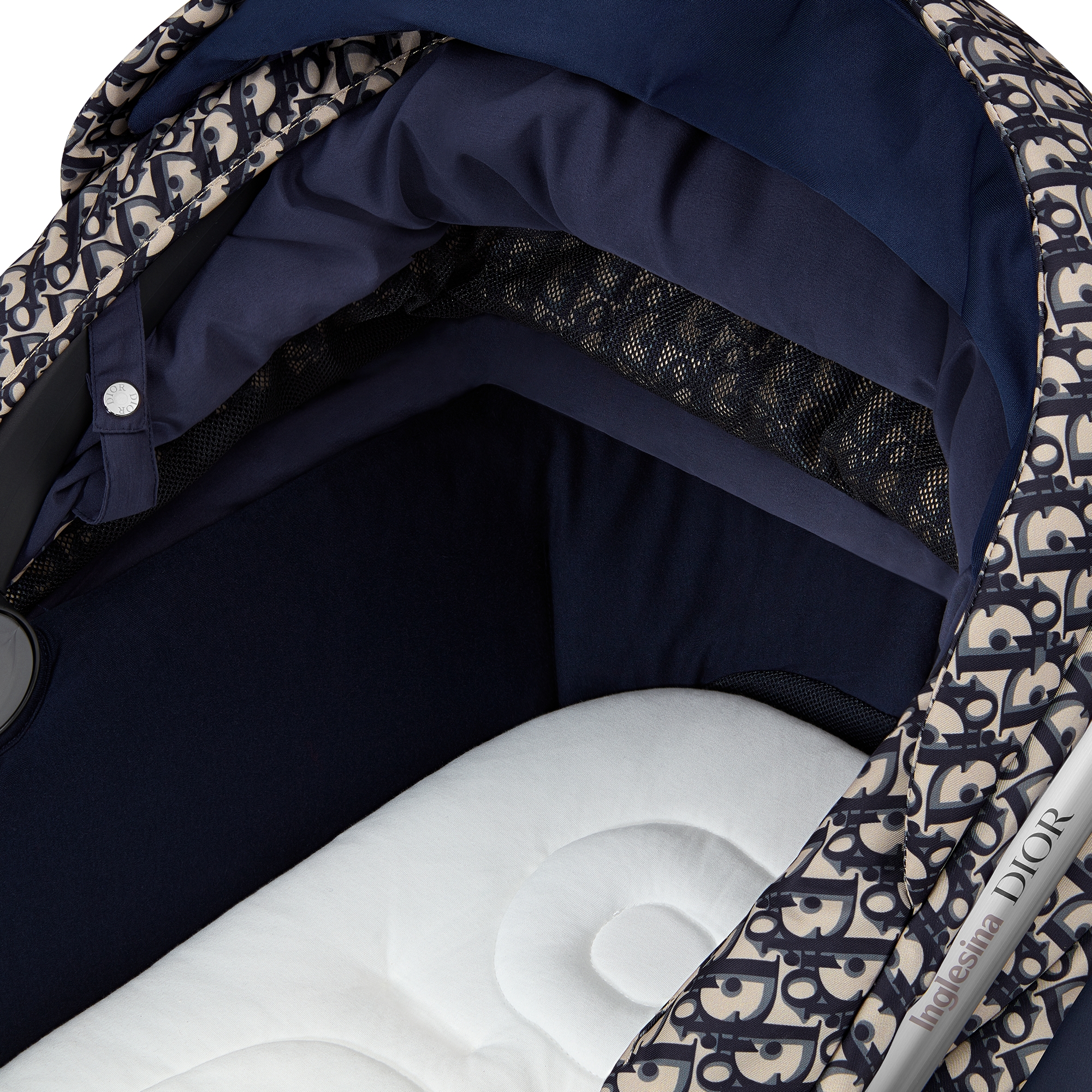 Combo landau et poussette Toile technique déperlante Dior Oblique bleu et beige E06