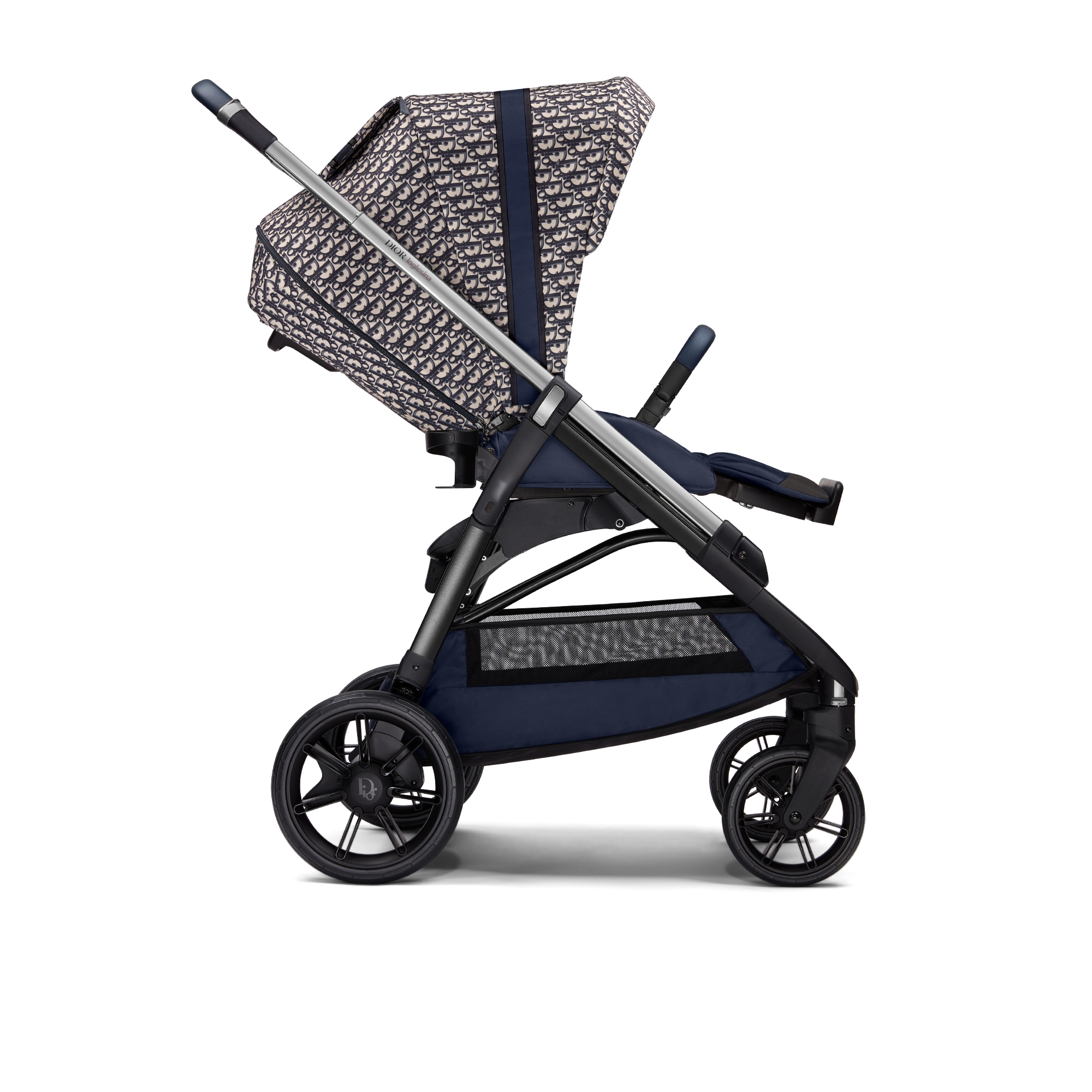 Combo landau et poussette Toile technique déperlante Dior Oblique bleu et beige E09