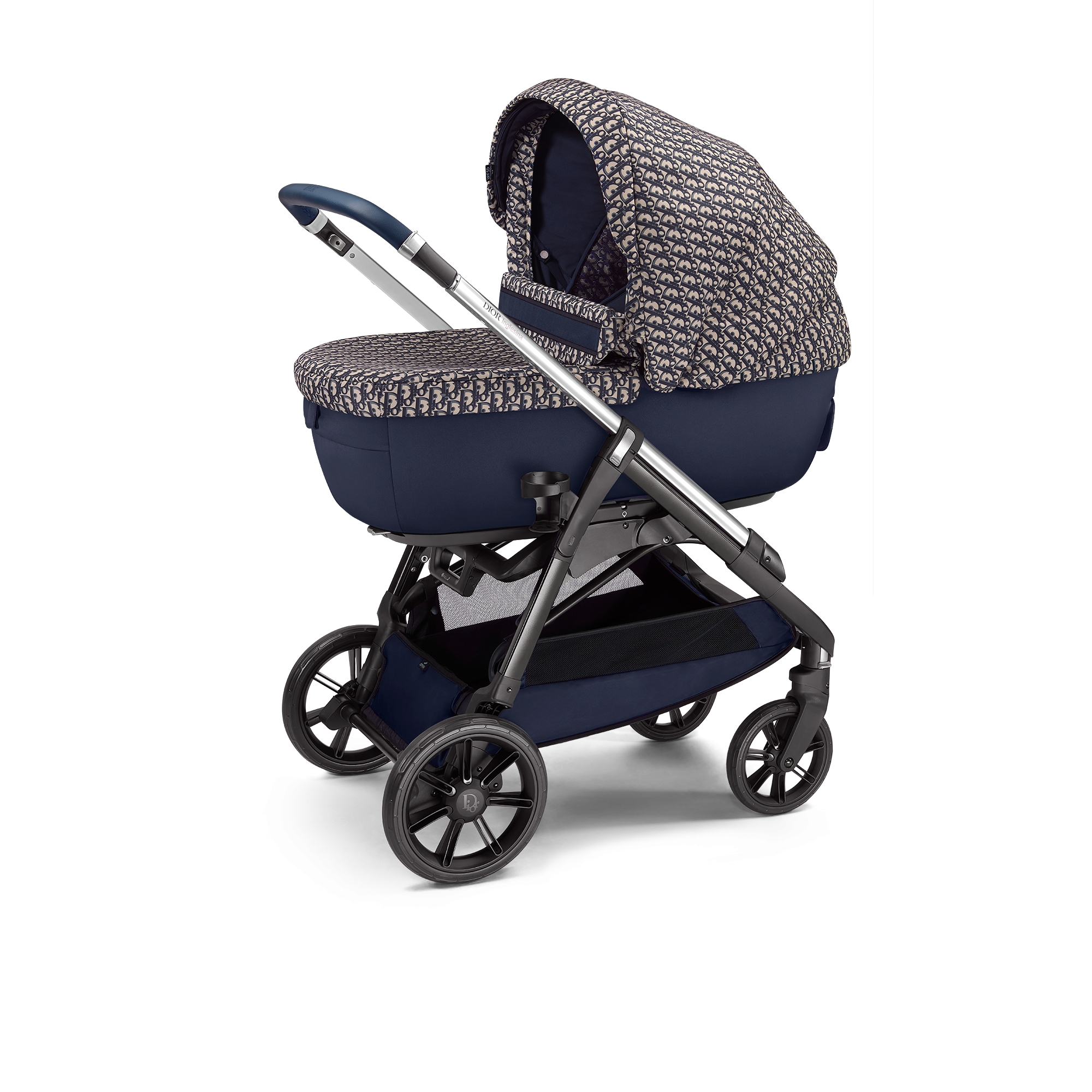 Combo landau et poussette Toile technique déperlante Dior Oblique bleu et beige E02