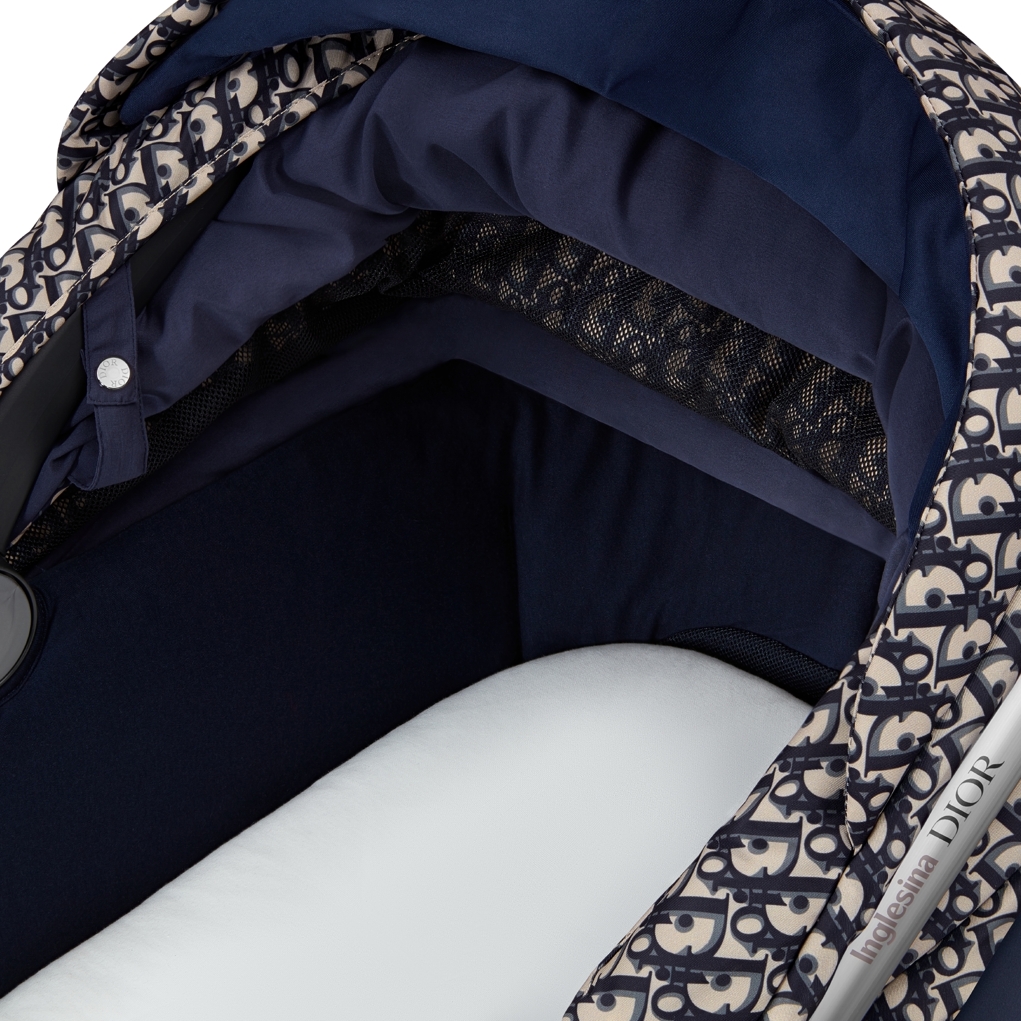 Bassinet and Stroller Combo Blue and Beige Dior Oblique Water-Repellent Technical Fabric E06