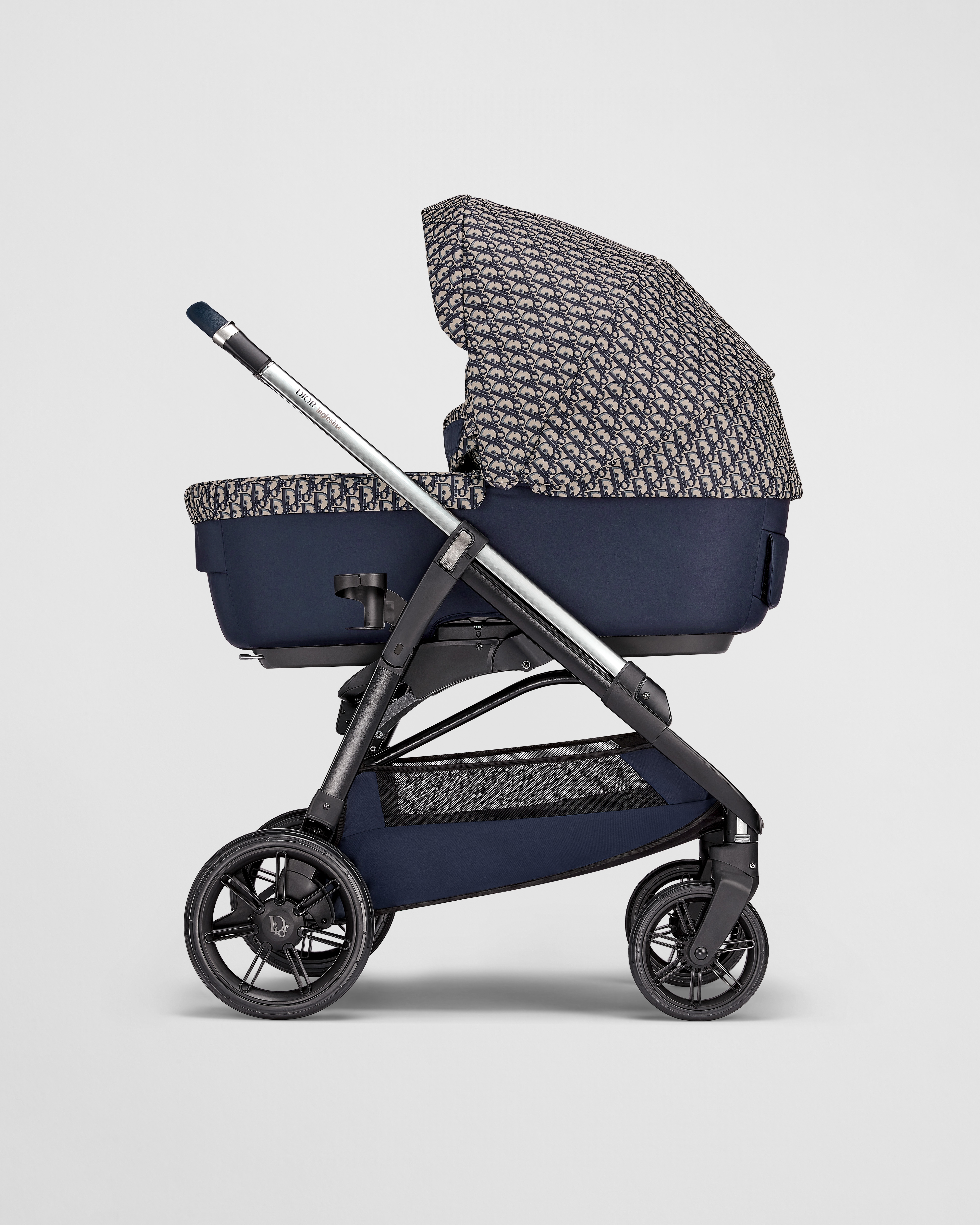 Combo landau et poussette Toile technique déperlante Dior Oblique bleu et beige E01