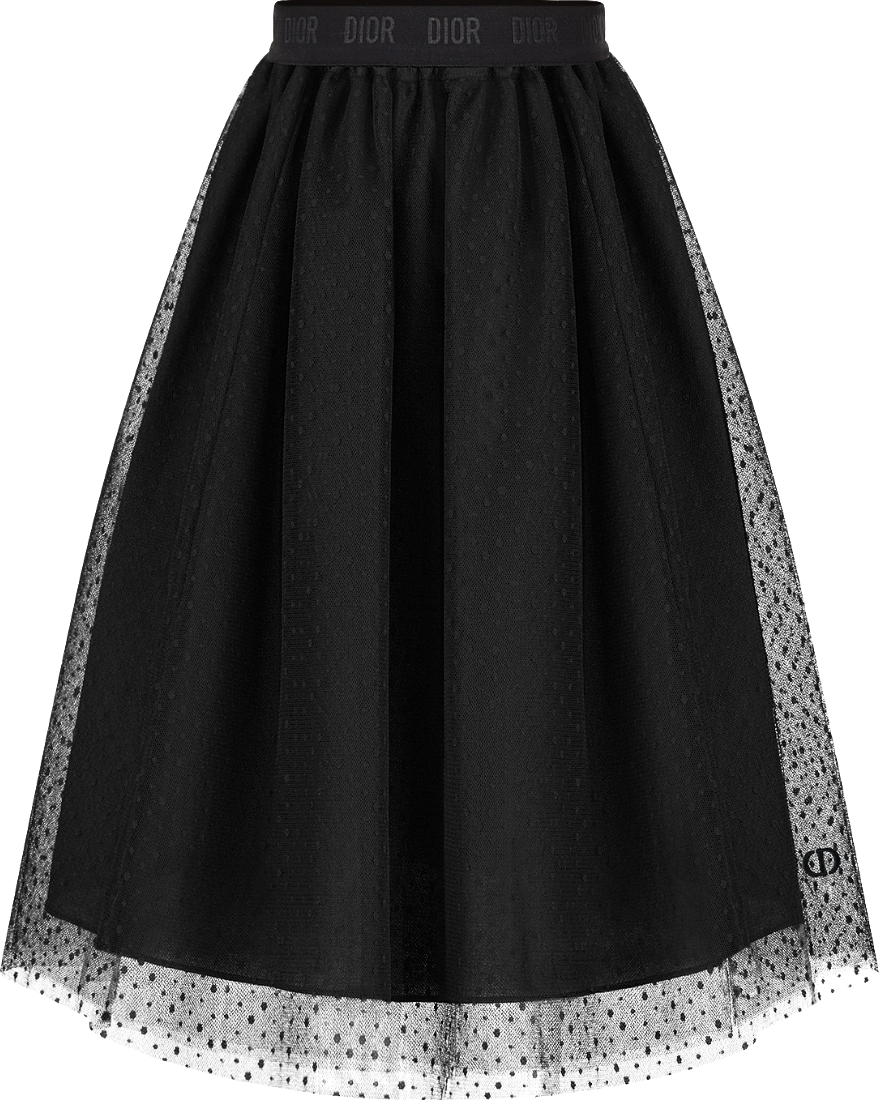 DIOR Kids Kids Long Skirt Black Plumetis Tulle Size 8 Years Girl Clothing