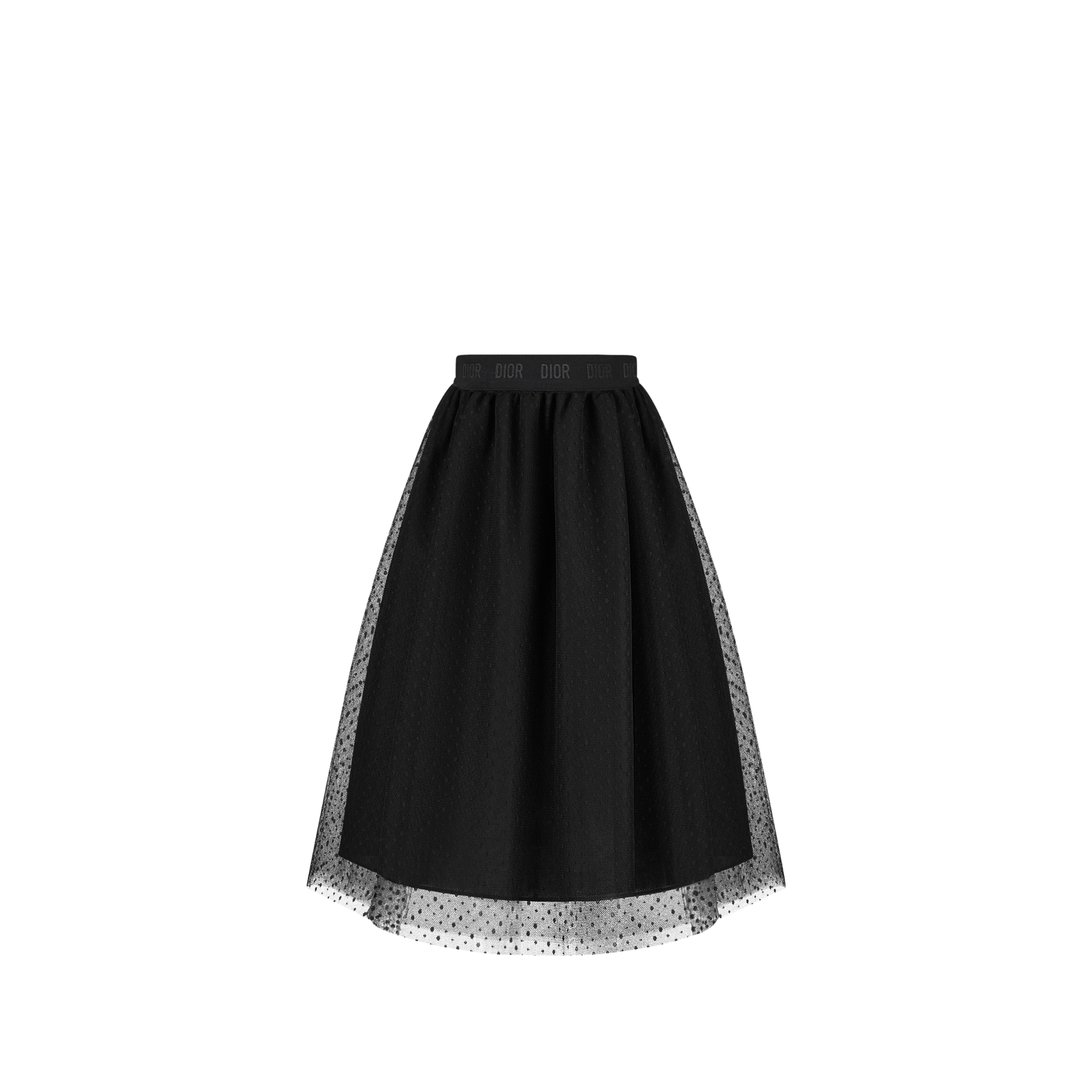 Lange rok voor kinderen Zwarte plumetis tule E08