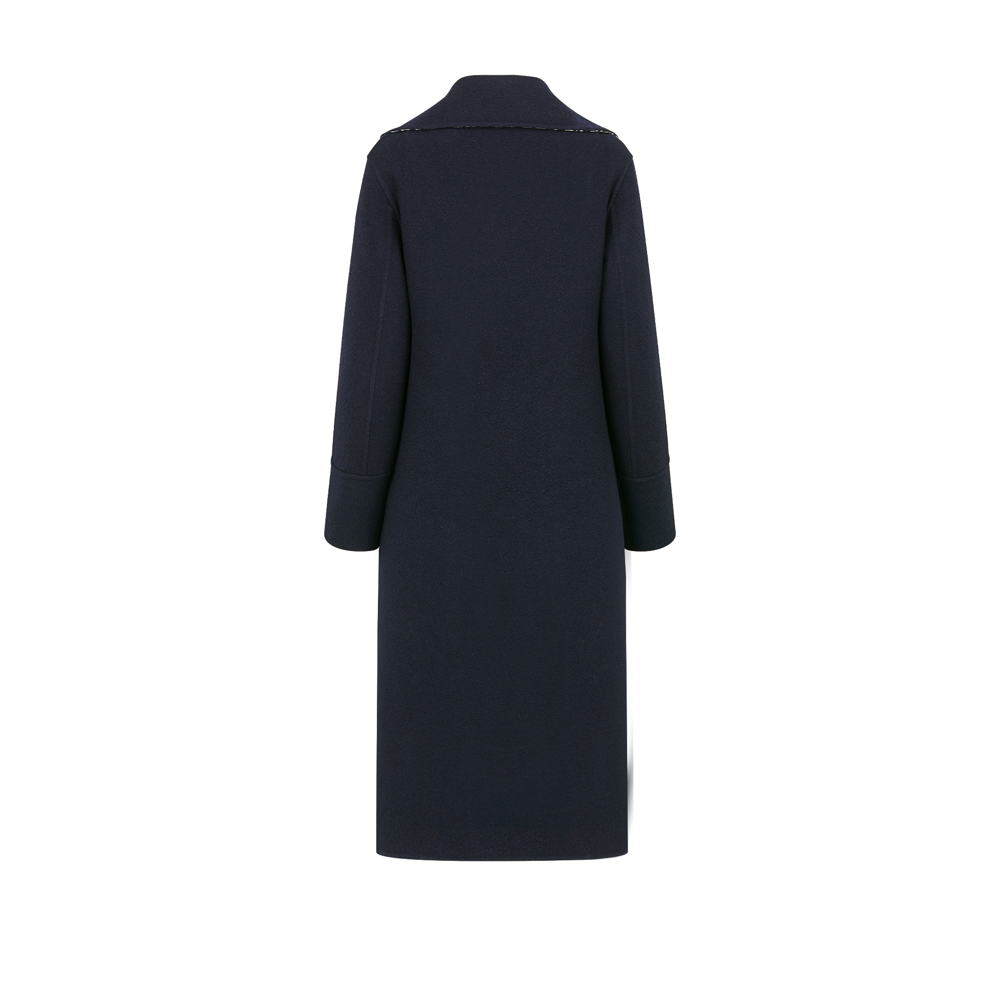 Coat with Belt Blue Double-Sided Virgin Wool E08