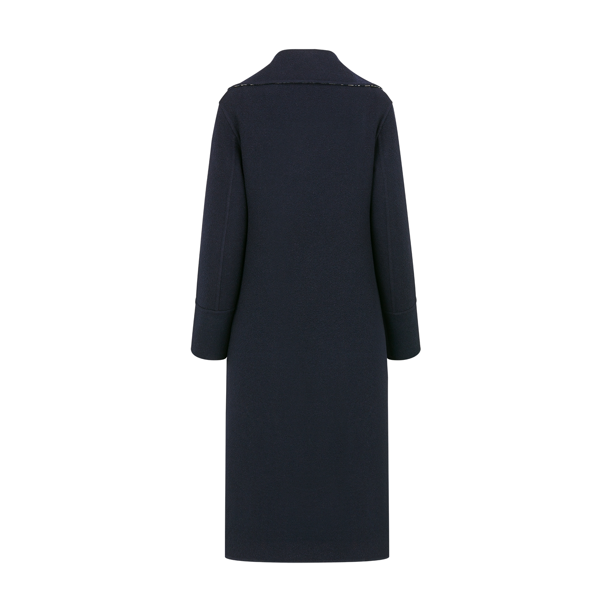 Coat with Belt Blue Double-Sided Virgin Wool E08