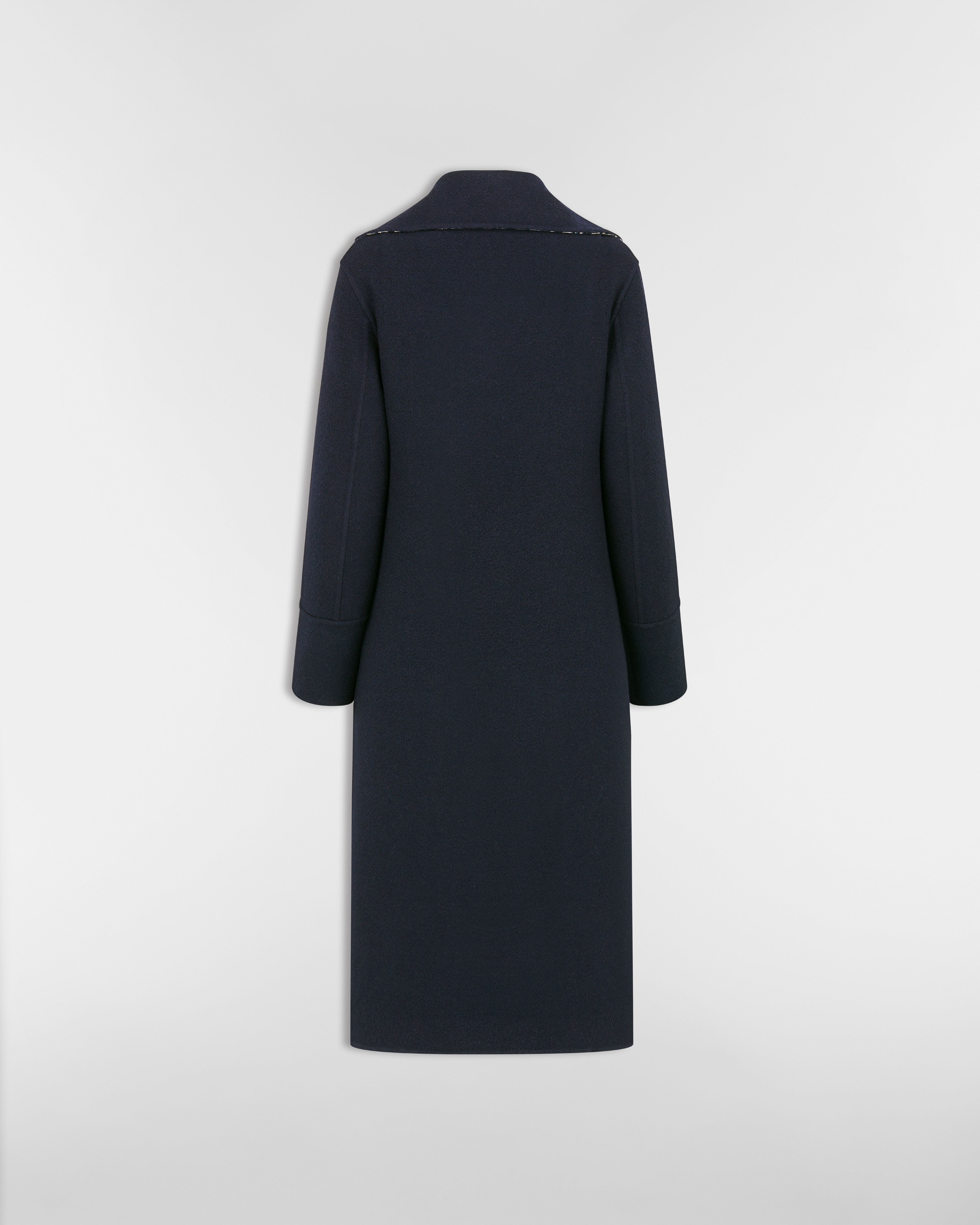 Coat with Belt Blue Double-Sided Virgin Wool E08