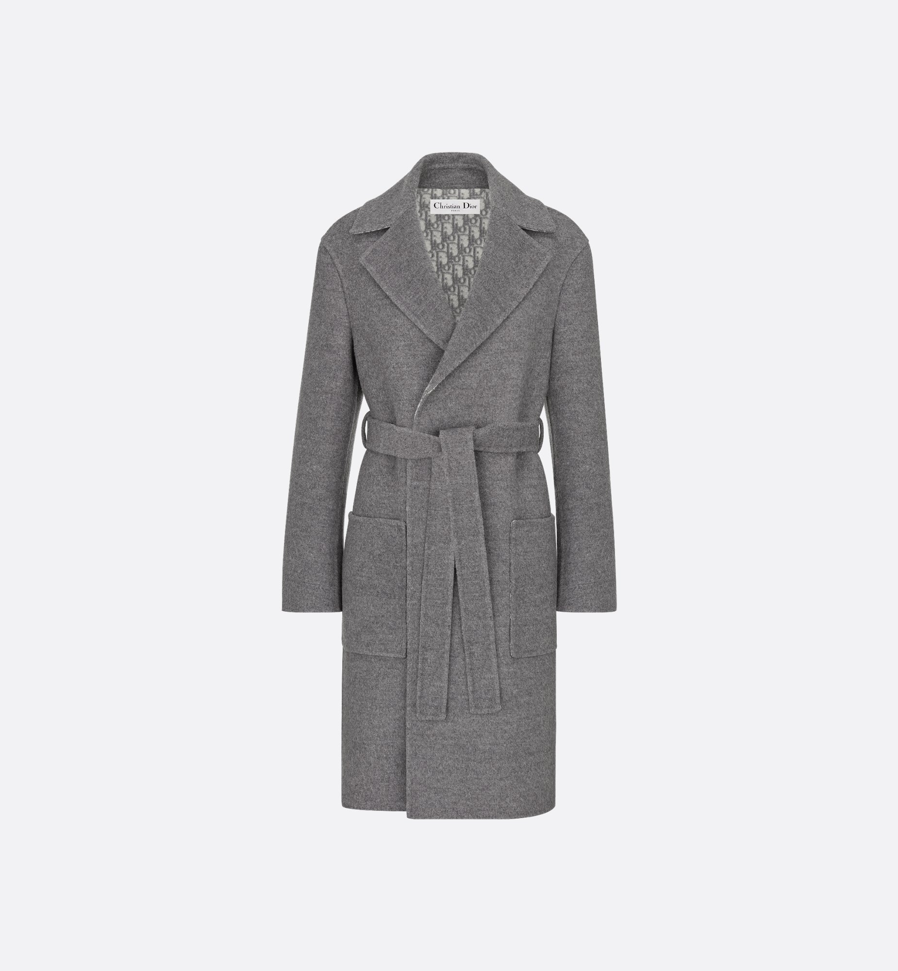 Coat with Belt Blue Double-Sided Virgin Wool | DIOR Coat with Belt Blue Double-Sided Virgin Wool | DIOR