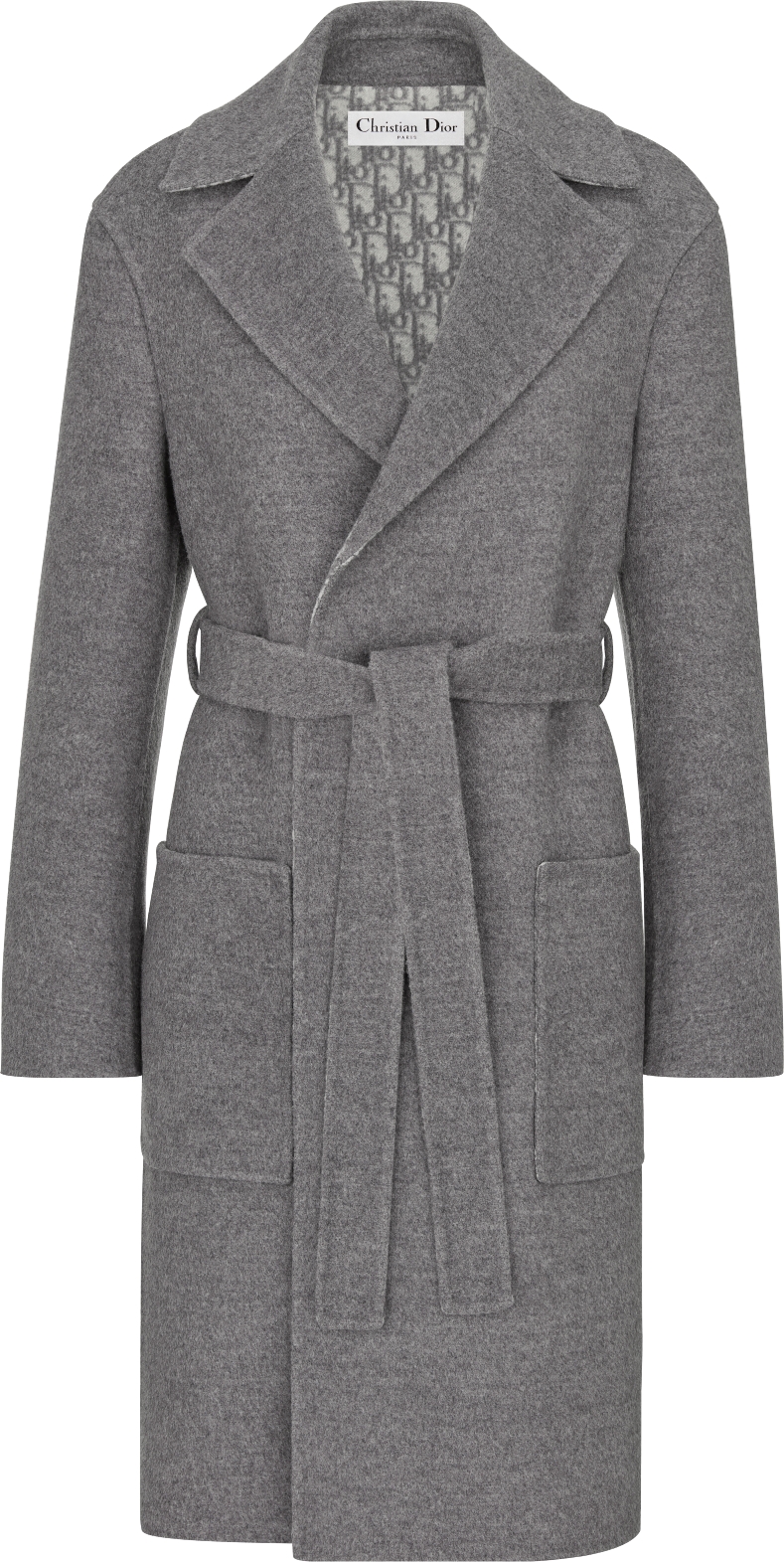 Coat with Belt Blue Double Sided Virgin Wool DIOR