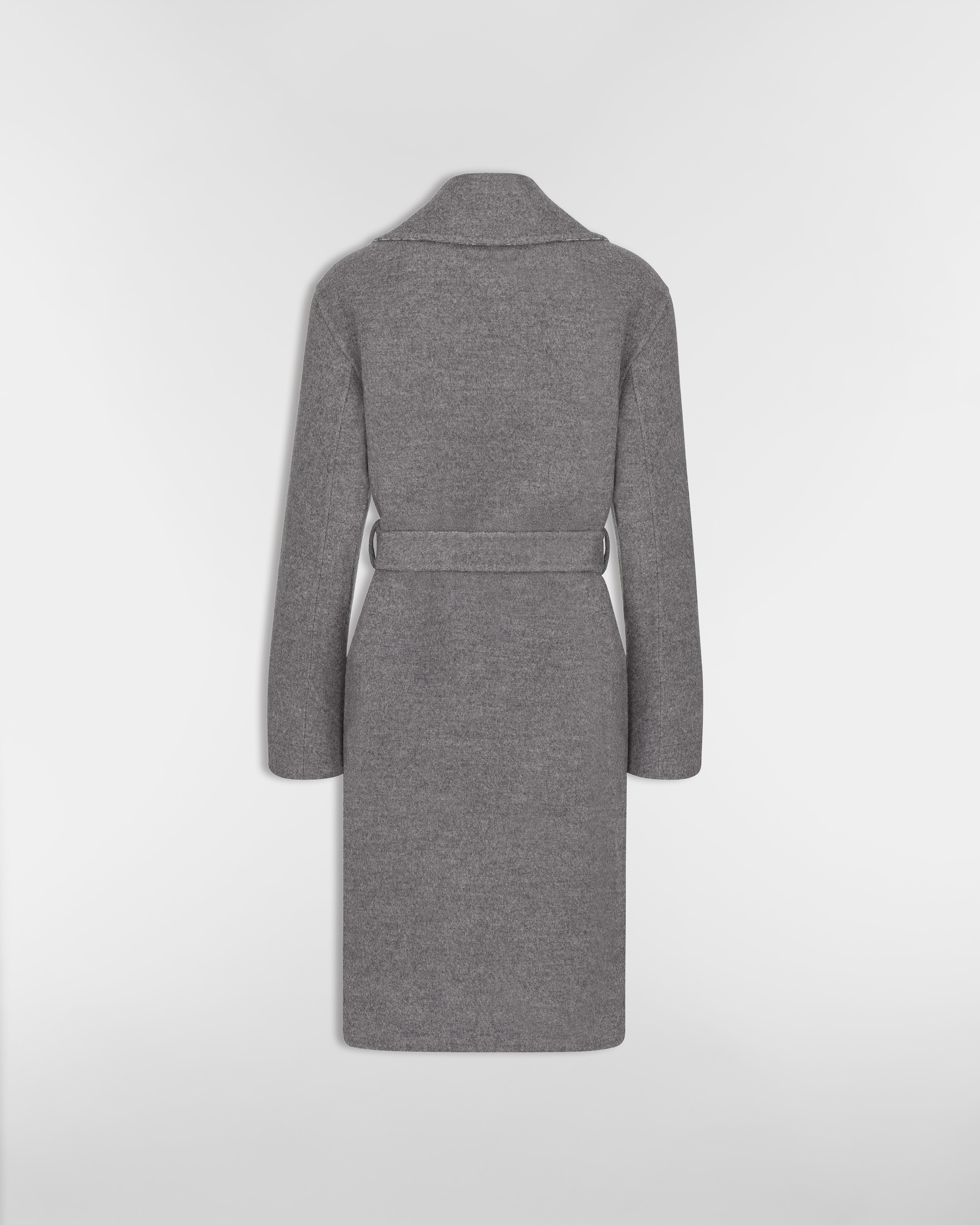 Jas met riem Grijze dubbelzijdige scheerwol E08