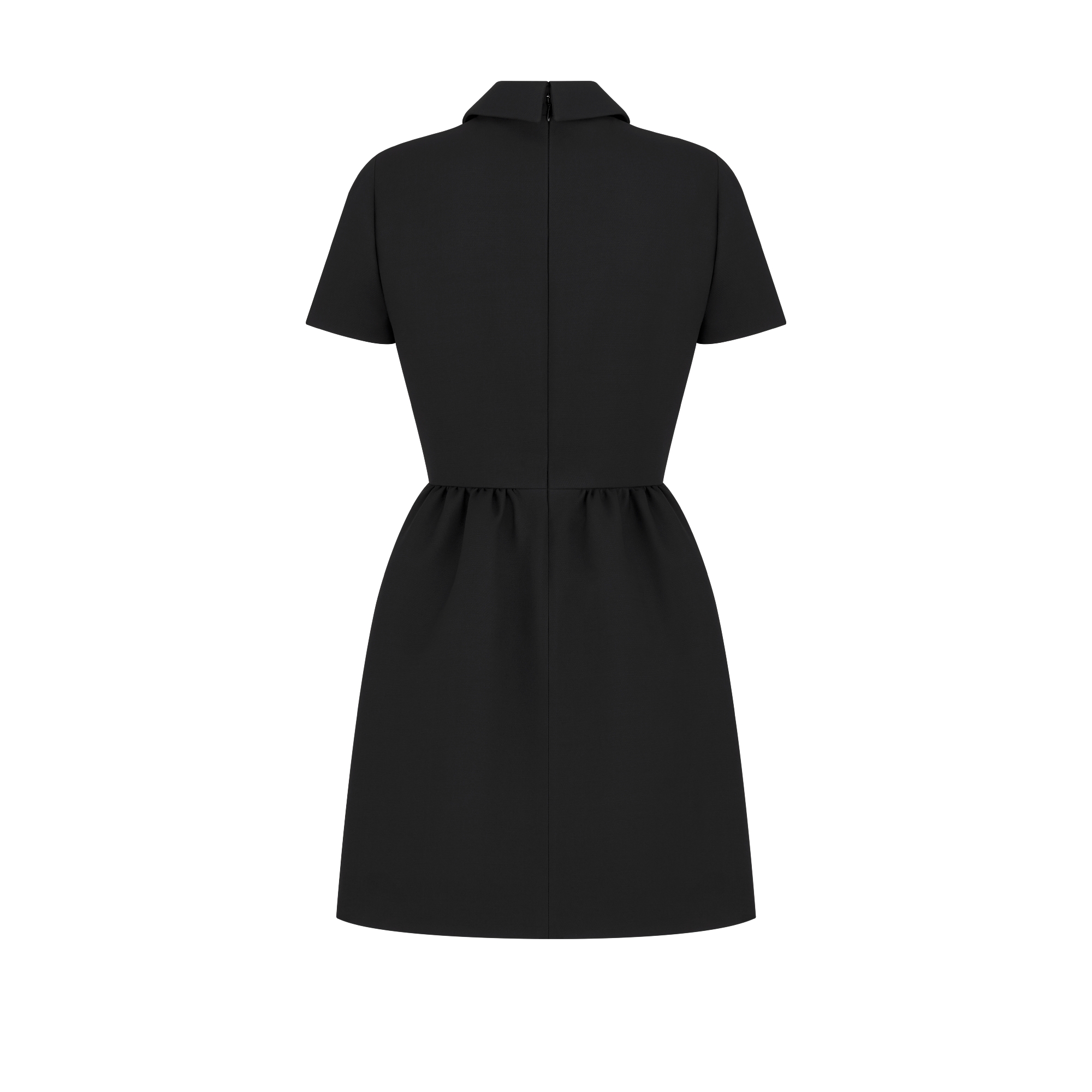Fitted Dress with CD Buttons Black Wool and Silk E08