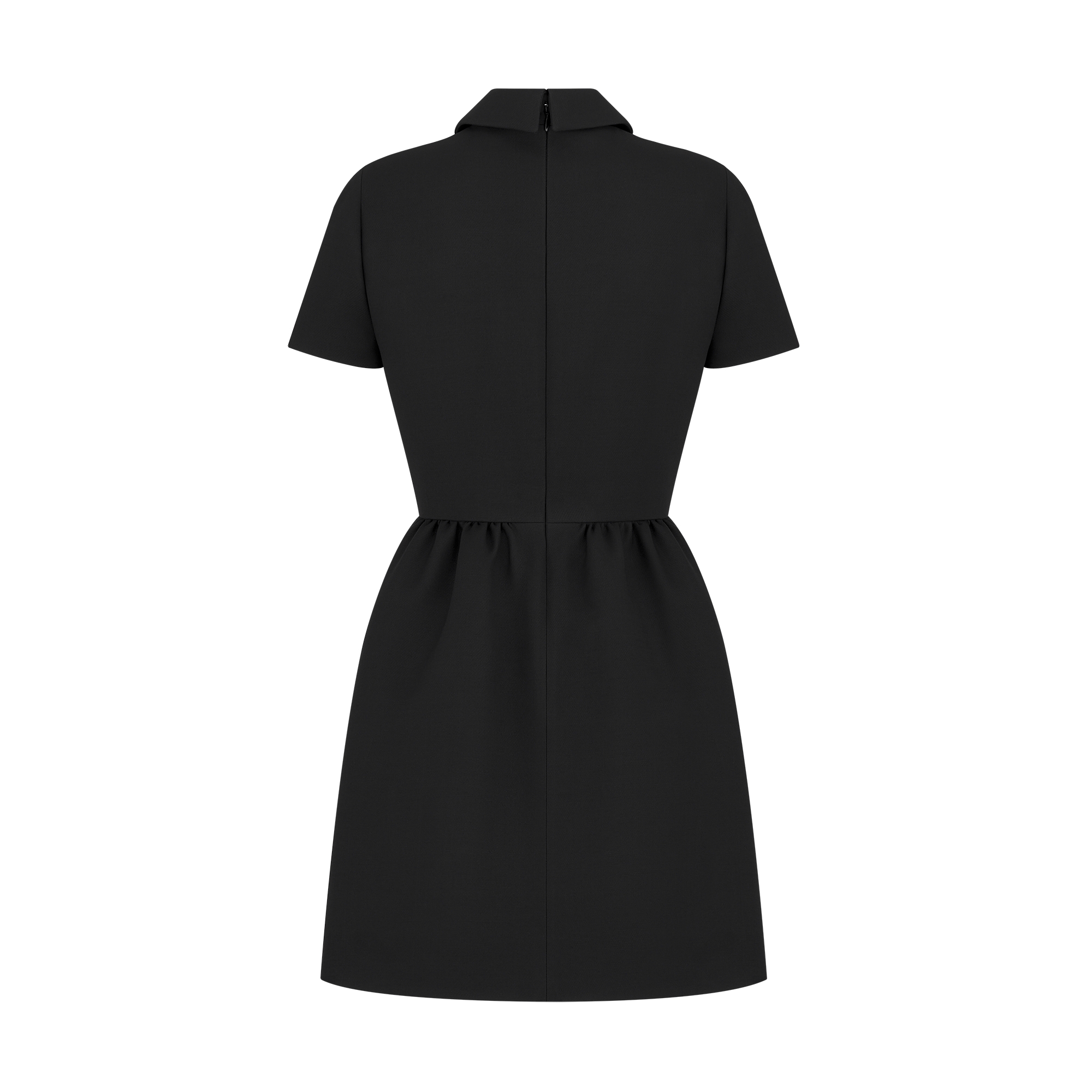 Fitted Dress with CD Buttons Black Wool and Silk E08