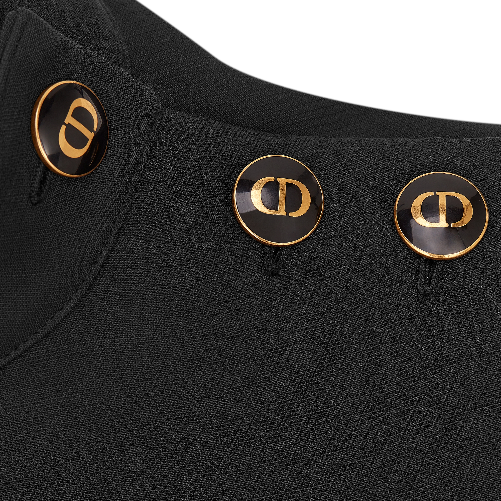 Vestido corto con botones CD Lana y seda negras E09