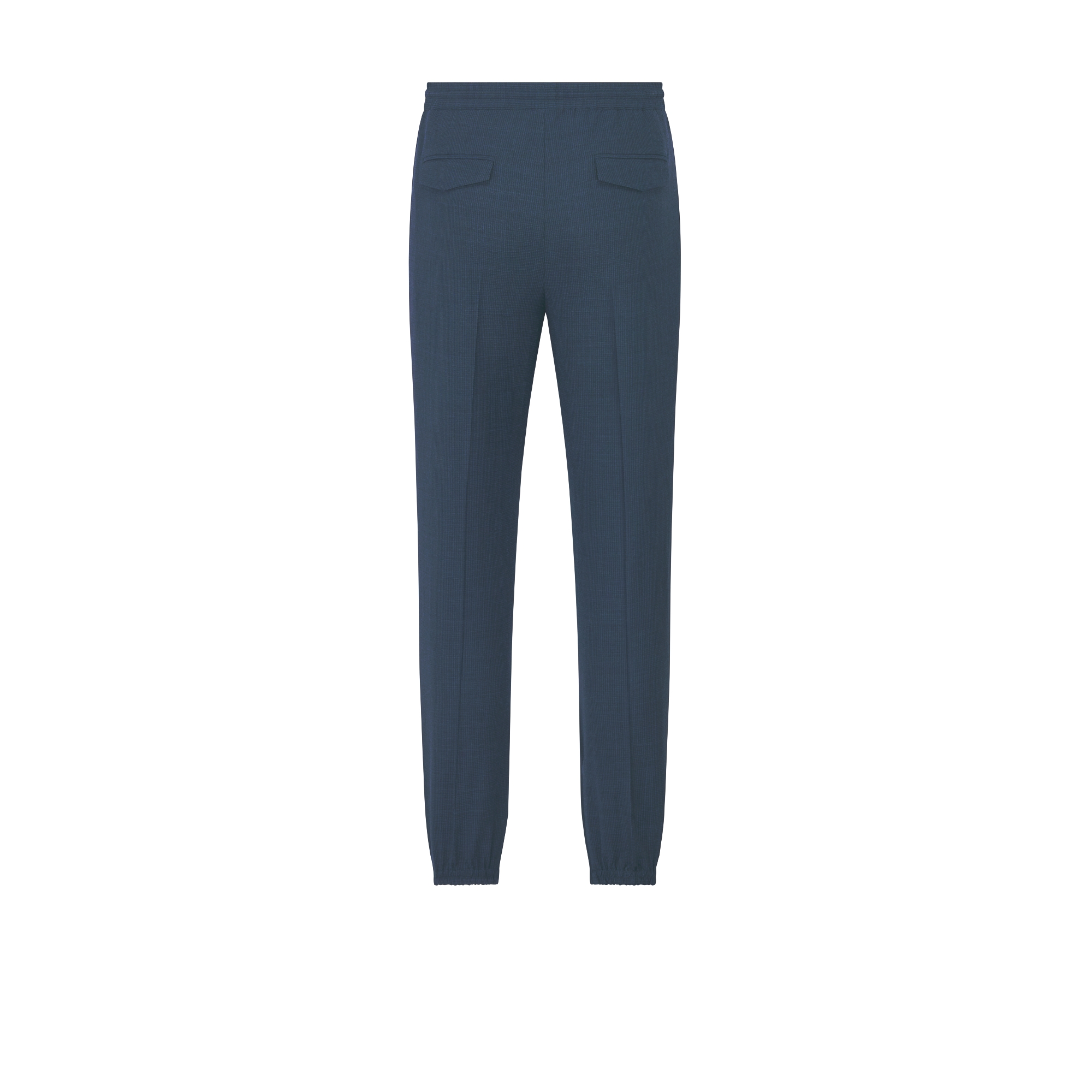 Tailored Track Pants Blue Checkered Virgin Wool-Blend Seersucker E08