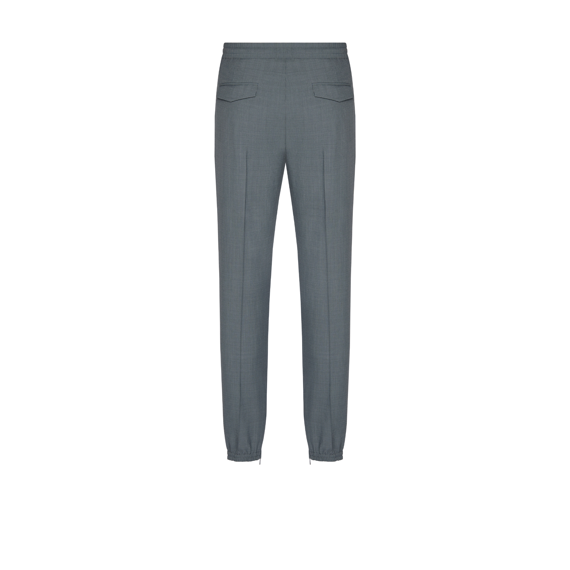 Tailored Track Pants Gray Checkered Virgin Wool-Blend Seersucker E08