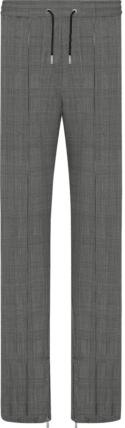 Prince of Wales Track Pants Gray Wool Canvas DIOR