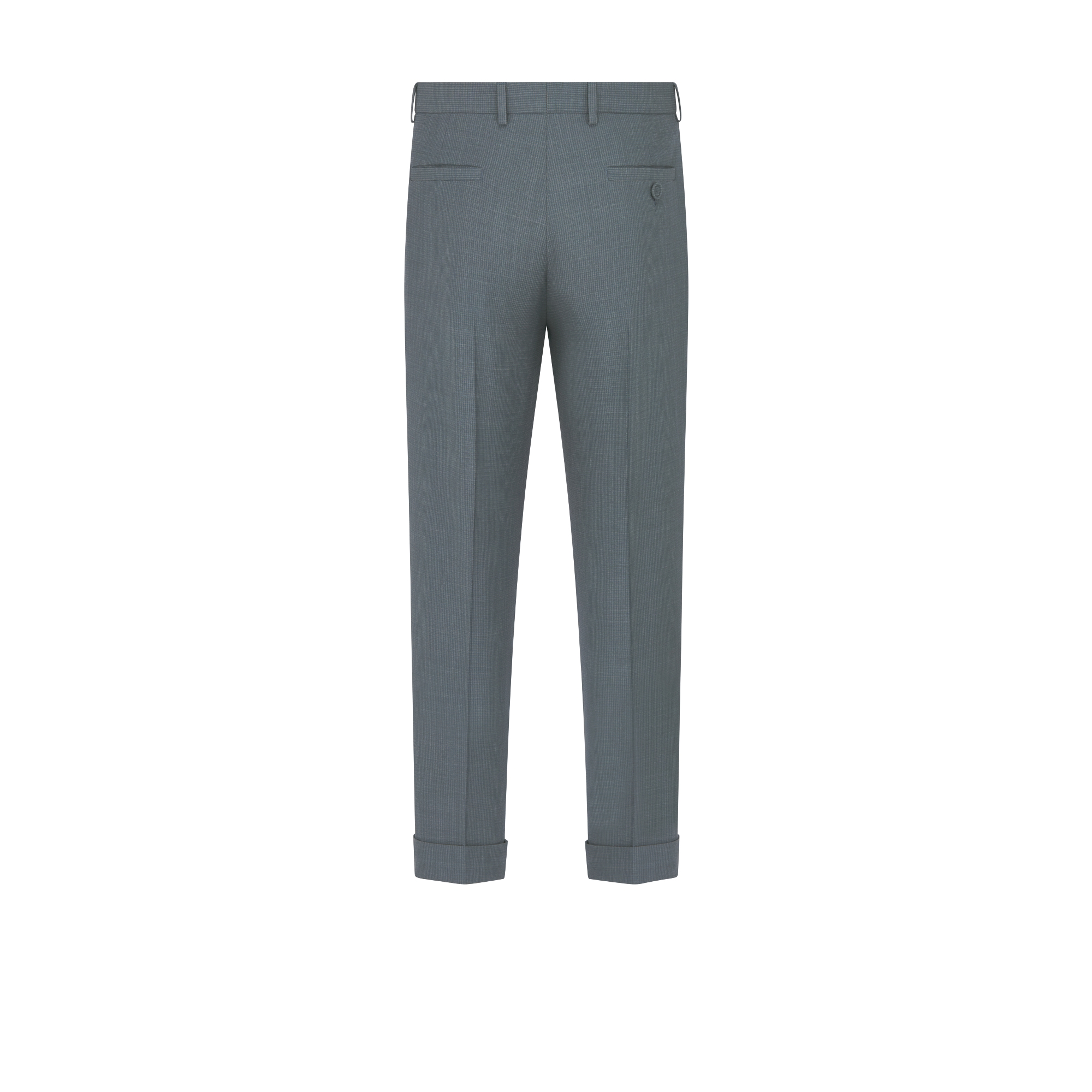 Tailored and Cuffed Chinos Gray Checkered Virgin Wool-Blend Seersucker E08
