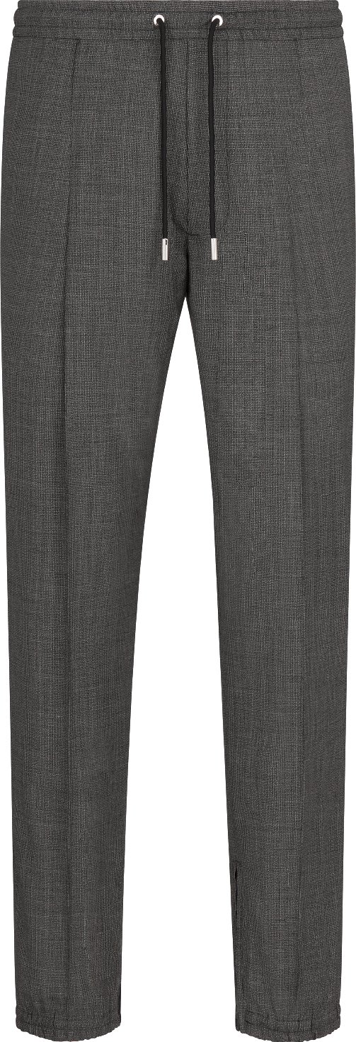 Micro Houndstooth Track Pants Gray Wool Canvas DIOR