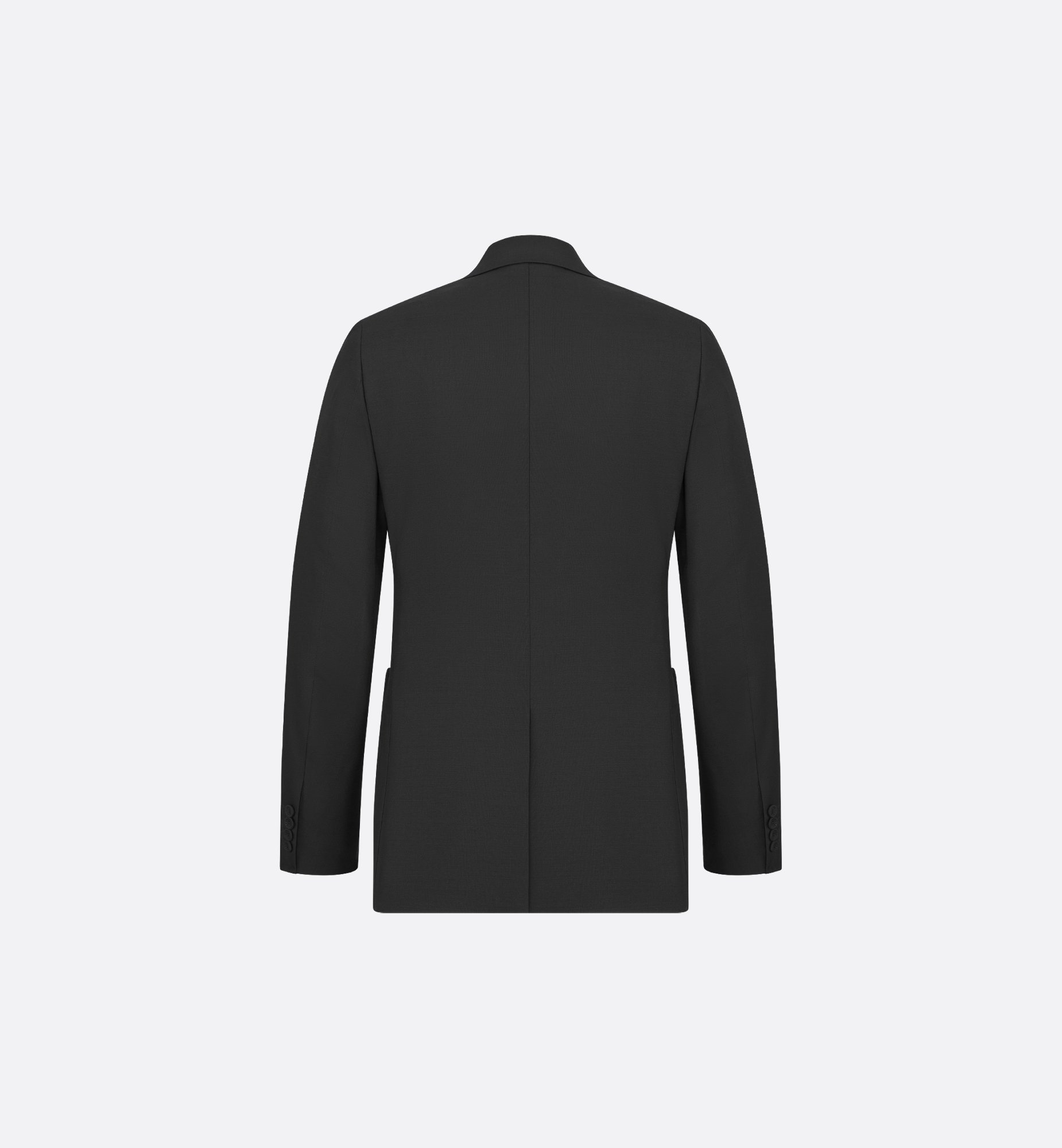 Double-Breasted Jacket with Buttoned Strap Black Virgin Wool Double-Breasted Jacket with Buttoned Strap Black Virgin Wool