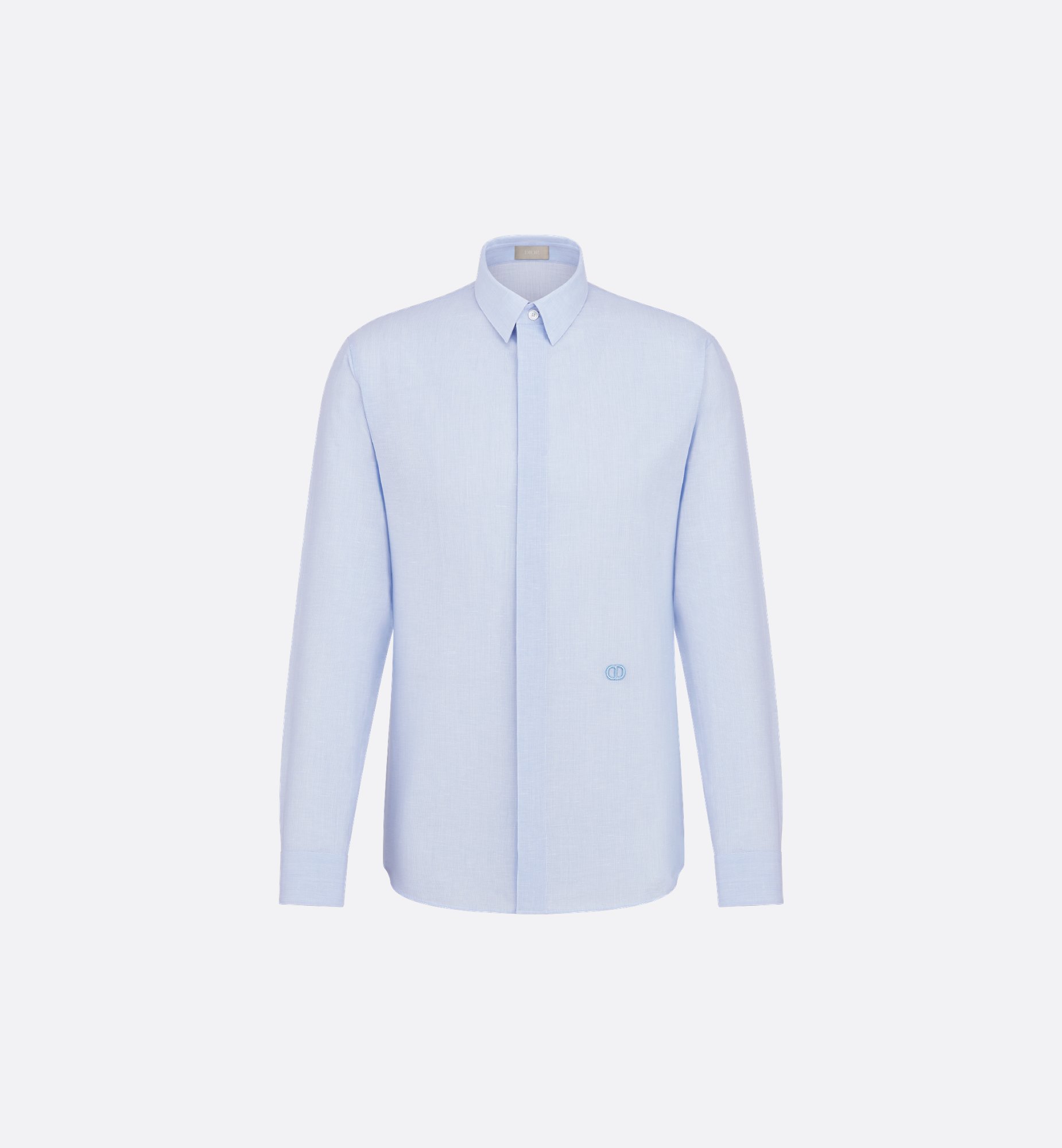 Shirt with CD Icon Embroidery Blue Cotton and Linen | DIOR Shirt with CD Icon Embroidery Blue Cotton and Linen | DIOR