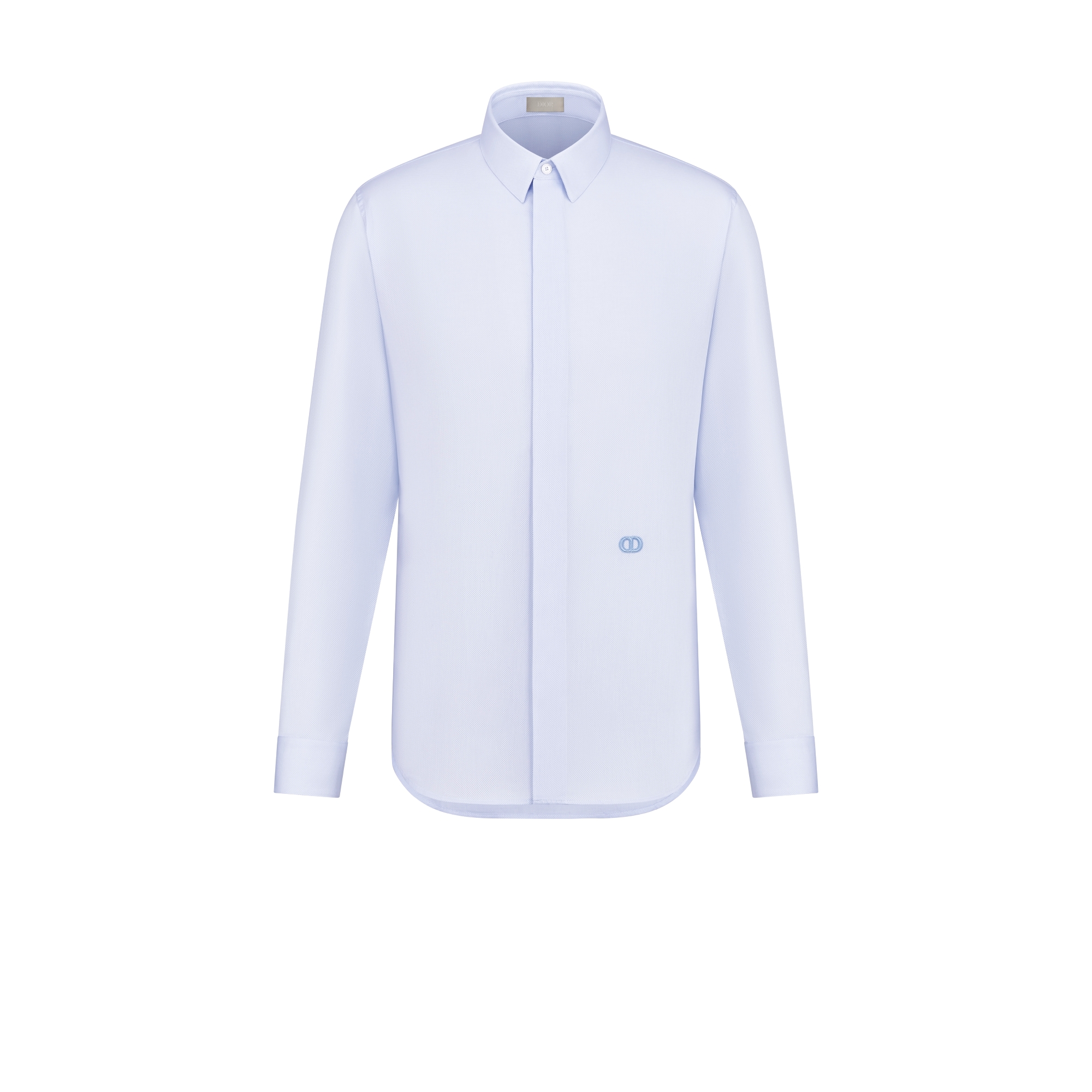 Shirt with CD Icon Embroidery Blue Cotton Piqué E01