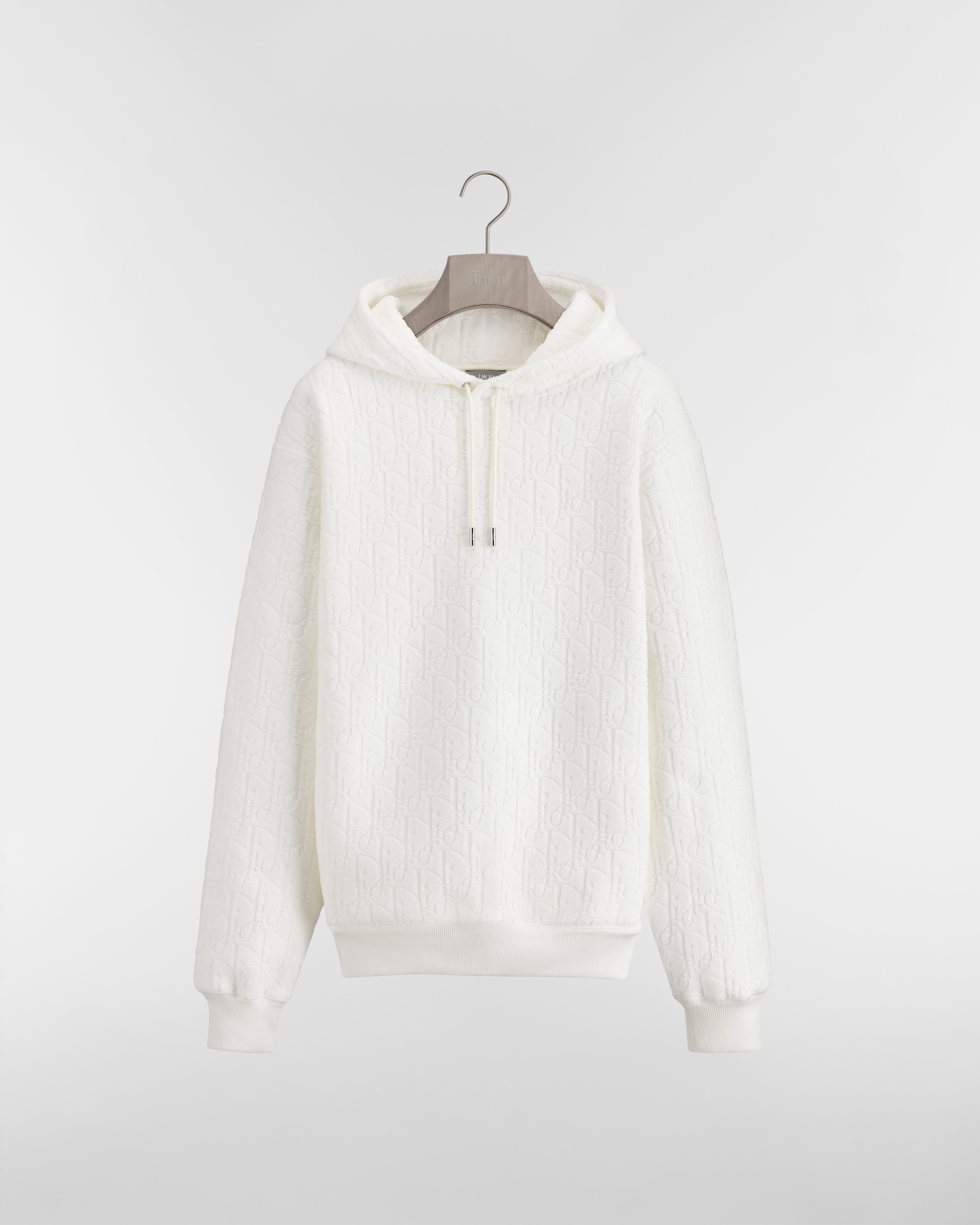 Sudadera con capucha Dior Oblique de corte relajado Felpa de algodón blanco roto E01