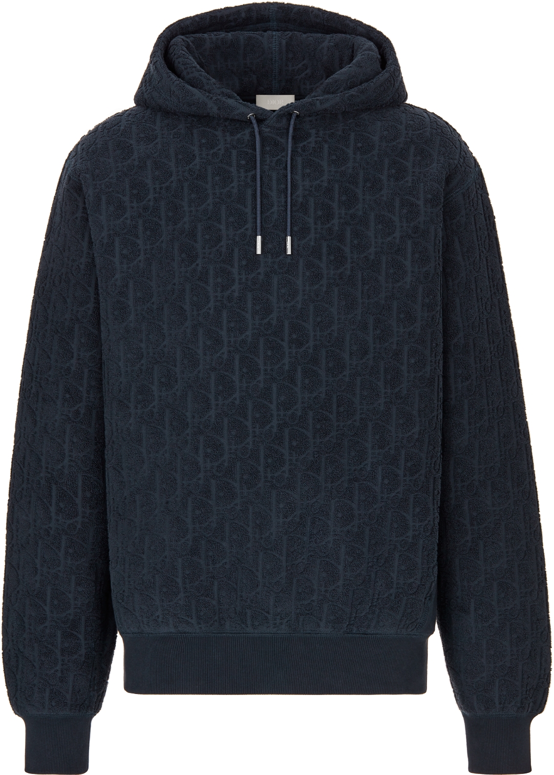 Dior Oblique Relaxed Fit Hooded Sweatshirt Navy Blue Terry Cotton Jacquard DIOR