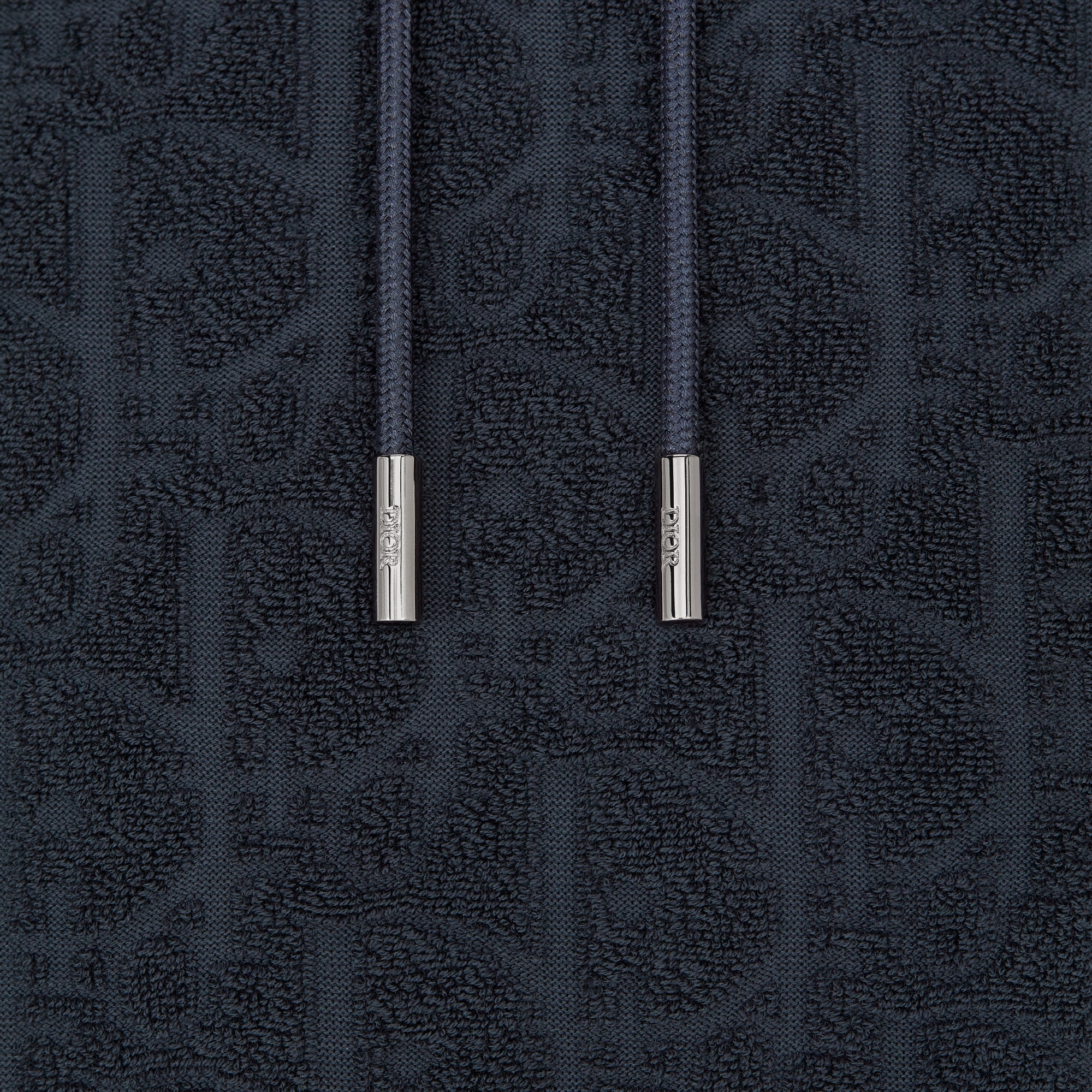 Dior Oblique Relaxed-Fit Hooded Sweatshirt Navy Blue Cotton Fleece E09