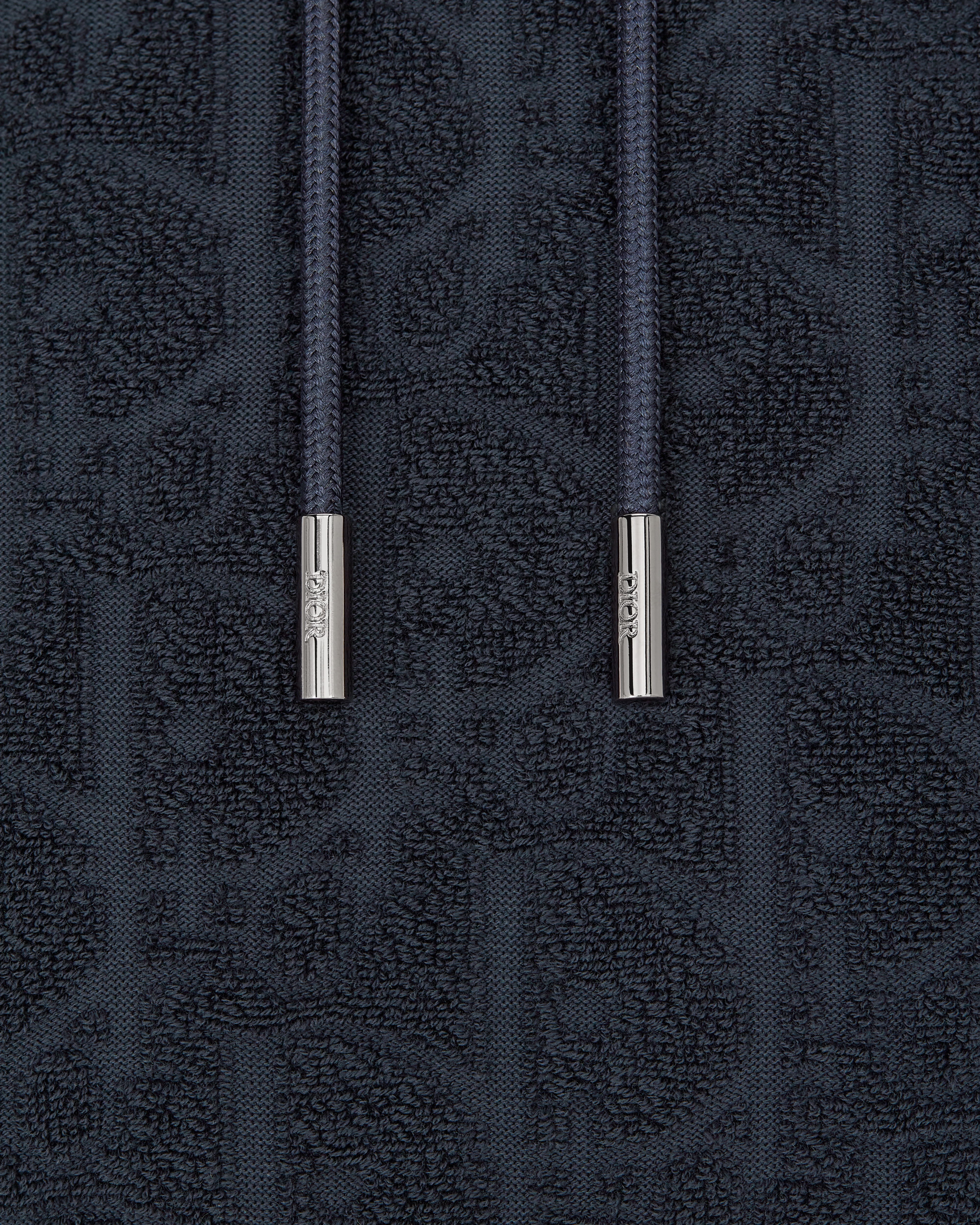 Dior Oblique Relaxed-Fit Hooded Sweatshirt Navy Blue Cotton Fleece E09