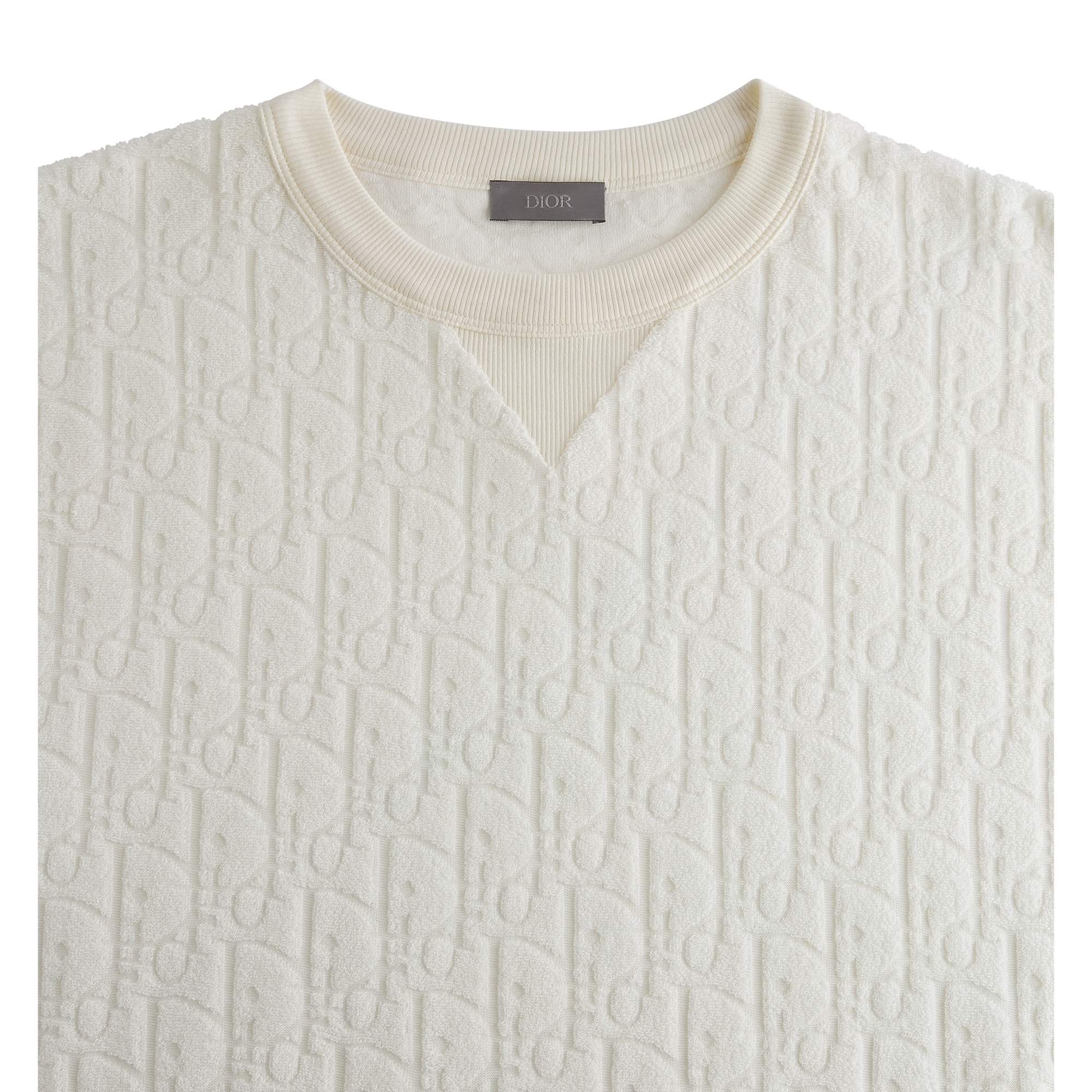 Dior Oblique Relaxed-Fit T-Shirt Off-White Terry Cotton Jacquard E09