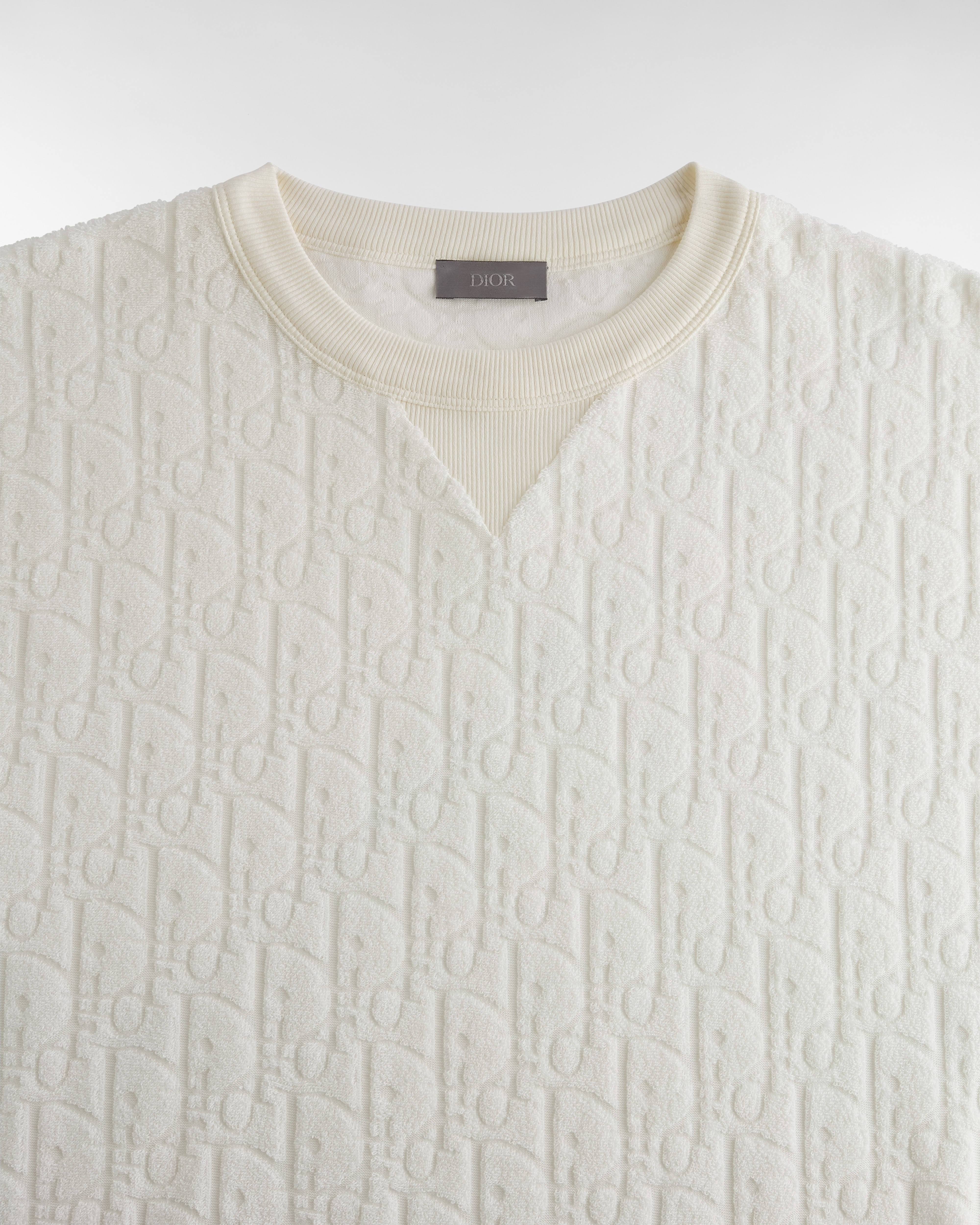 Dior Oblique 寬鬆剪裁 T 恤 灰白色毛巾布緹花 E09