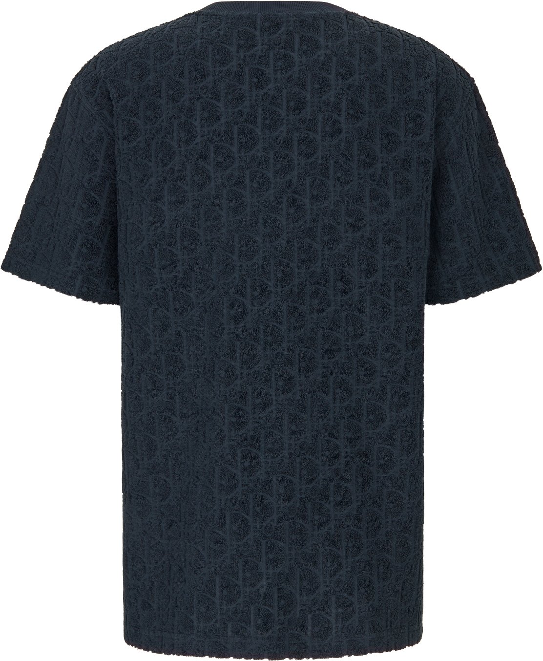 Dior Oblique Relaxed Fit T Shirt Navy Blue Terry Cotton Jacquard DIOR