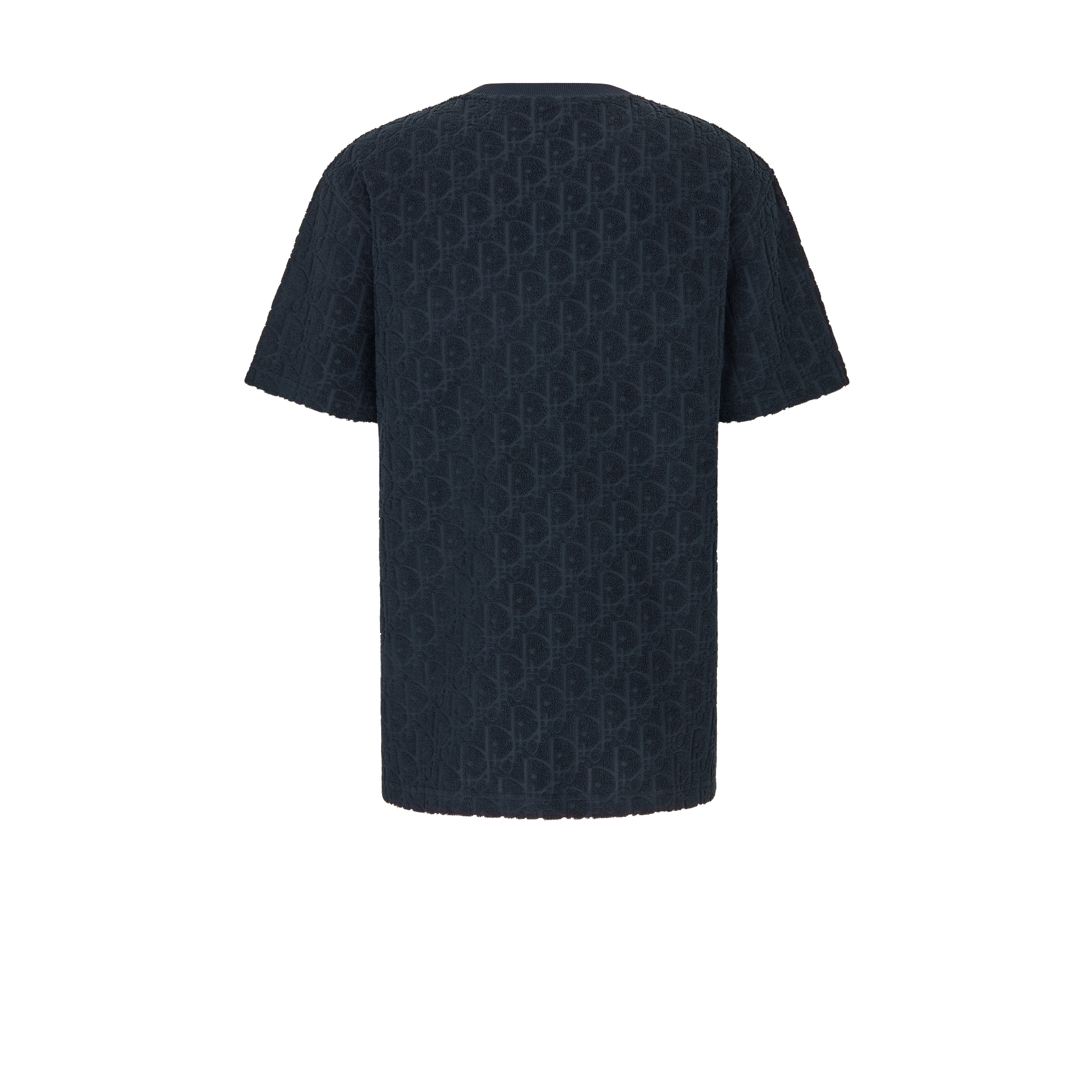 Dior Oblique Relaxed-Fit T-Shirt Navy Blue Terry Cotton Jacquard E08