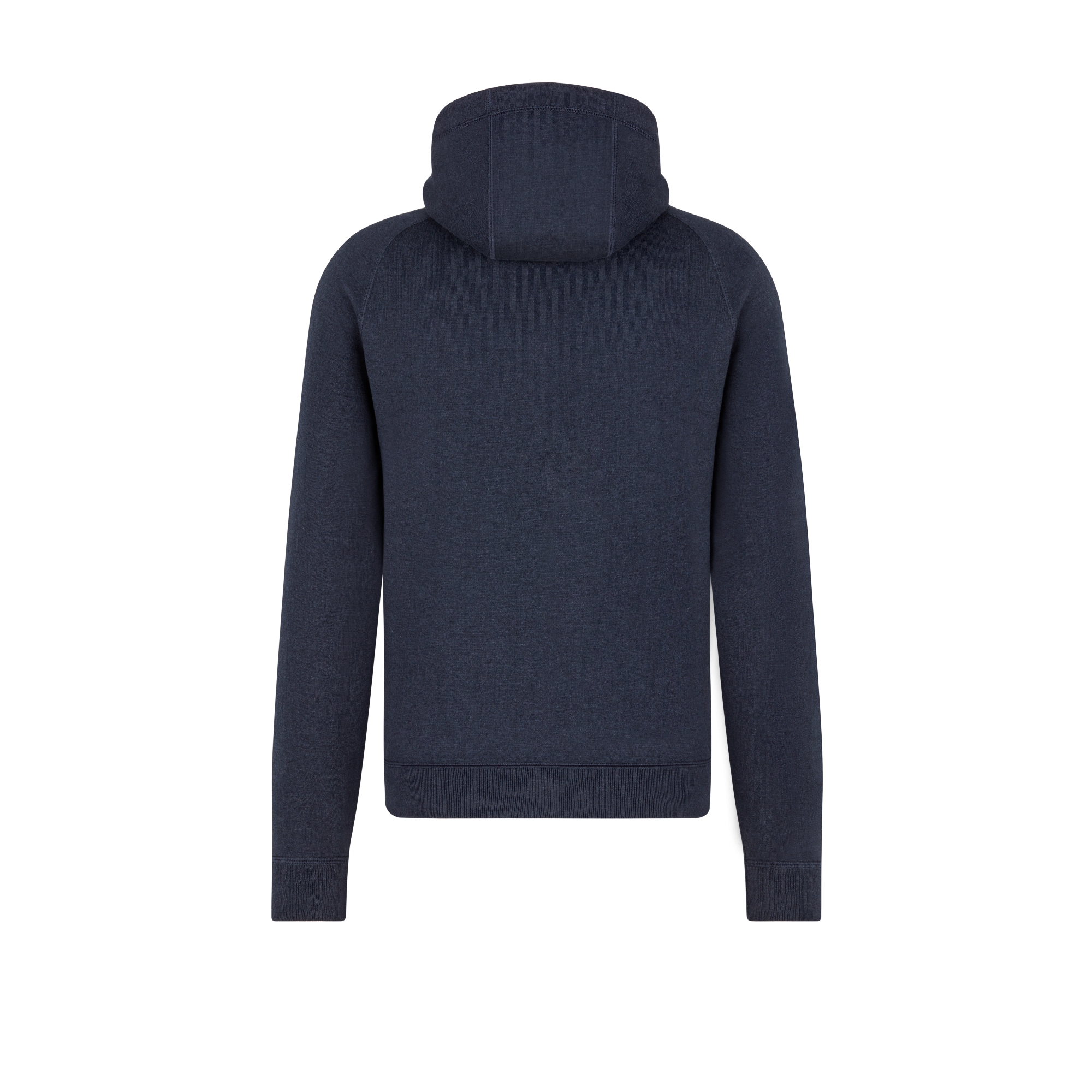 Hooded Track Jacket Navy Blue Cotton and Cashmere Knit E08