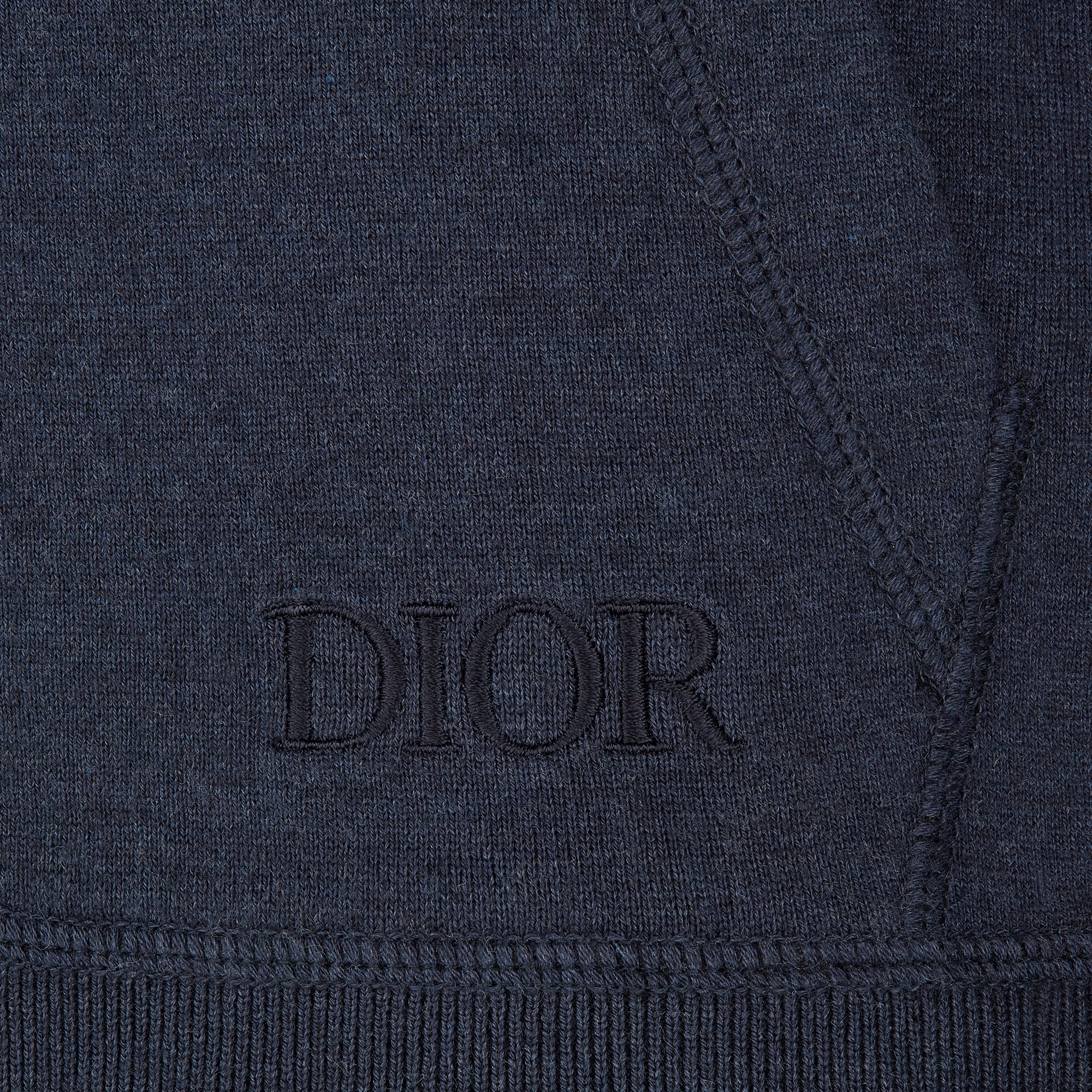 Hooded Track Jacket Navy Blue Cotton and Cashmere Knit E09