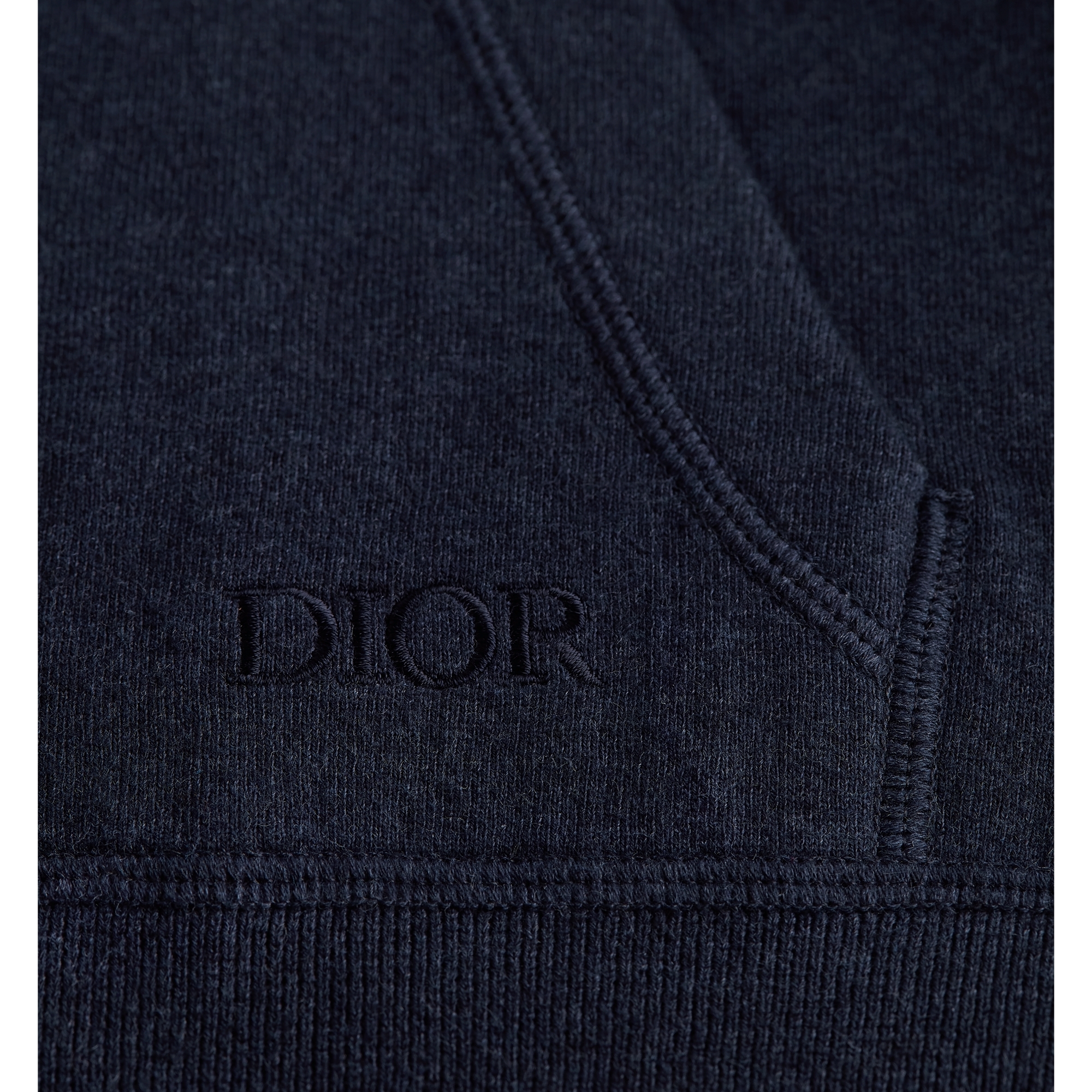 Hooded Track Jacket Navy Blue Cotton and Cashmere Knit E10