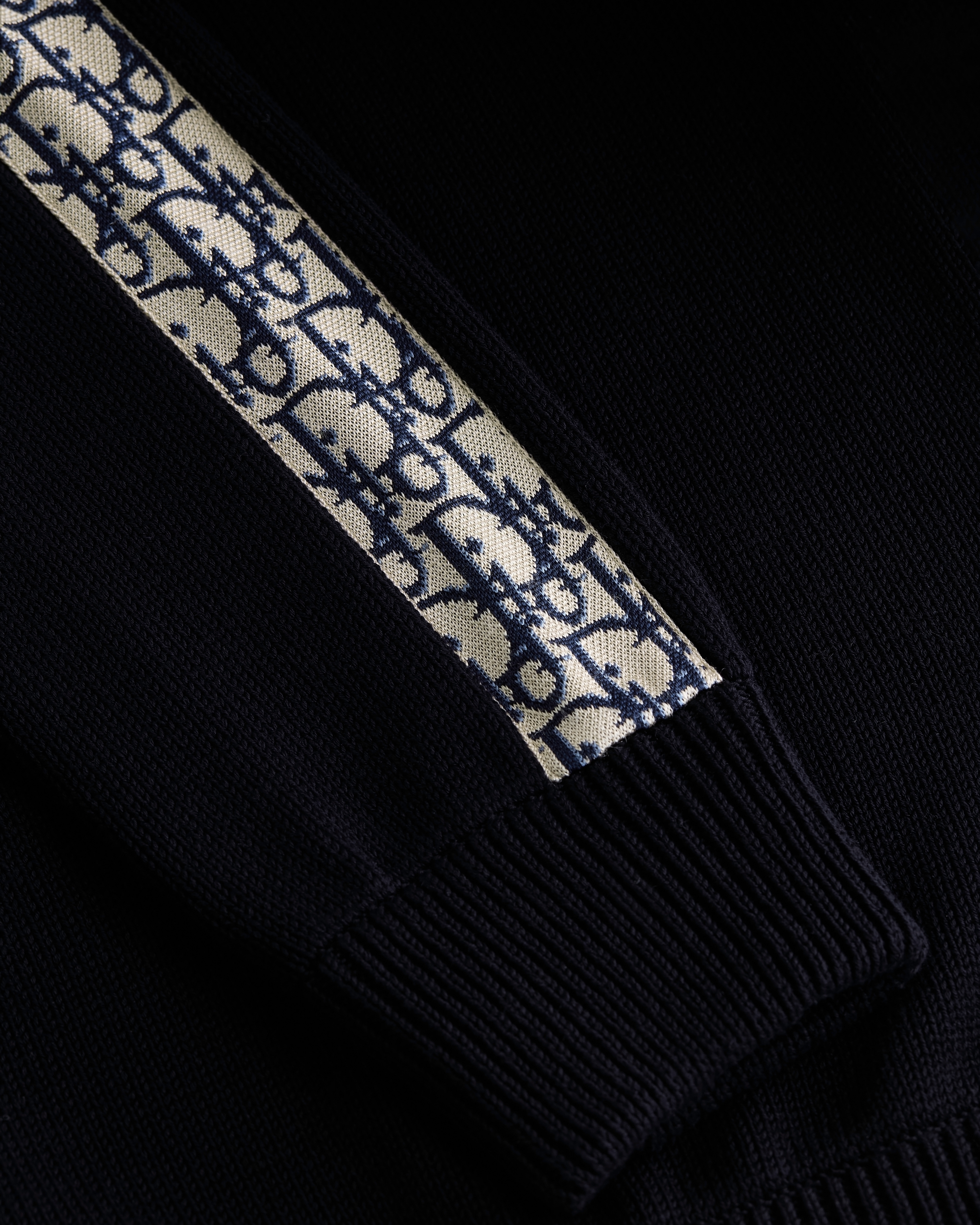 Sweater with Dior Oblique Inserts Deep Blue Cotton Jersey E10