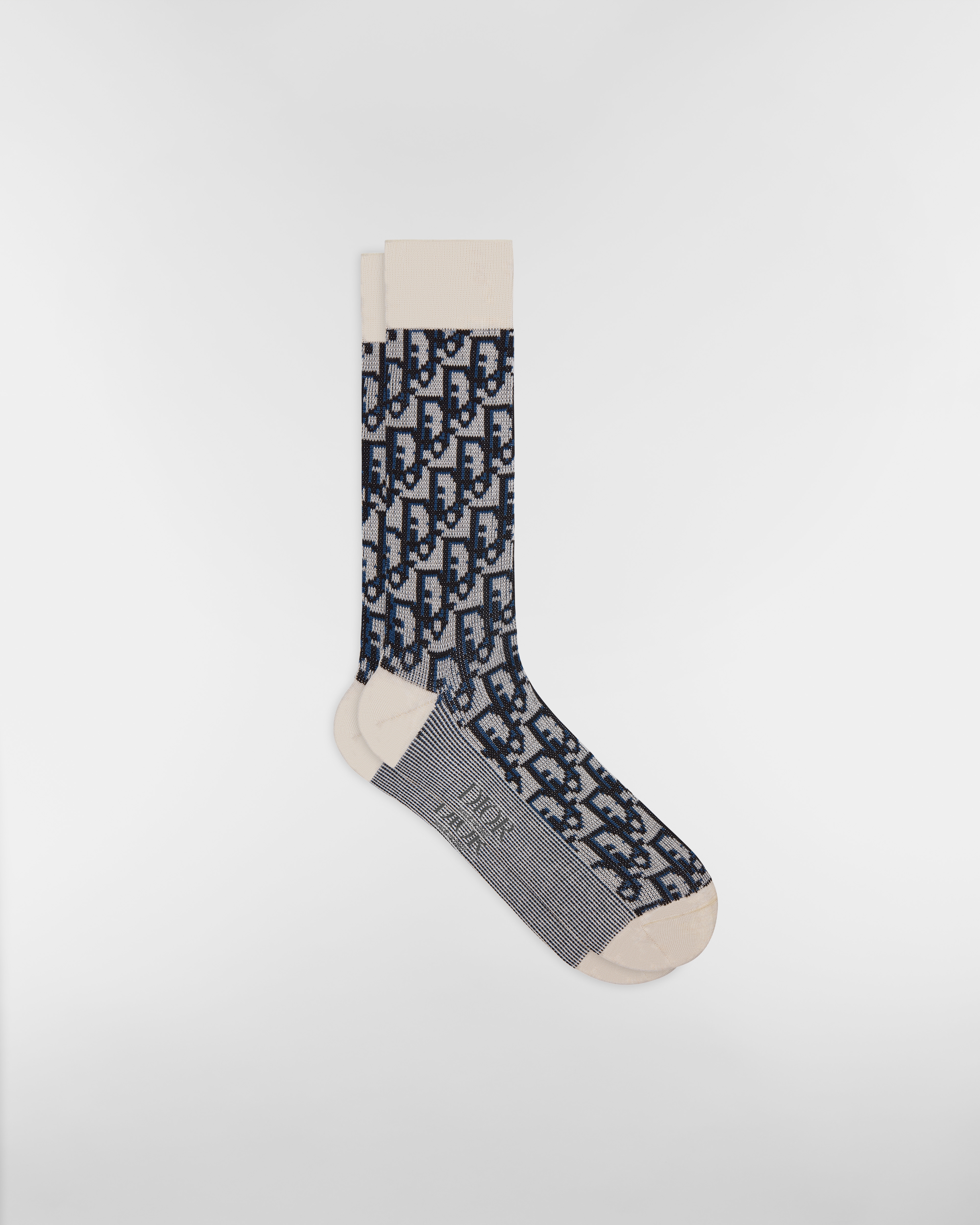 Dior Oblique Socken Elastischer Baumwolljacquard in Marineblau und Schwarz E01