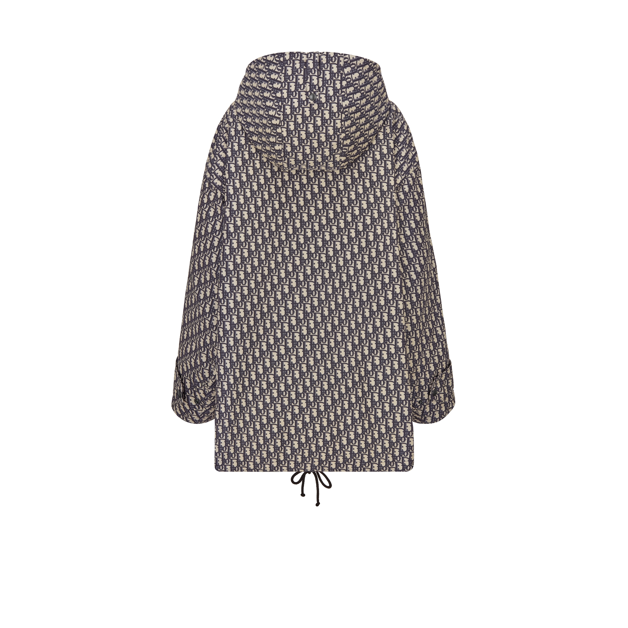 Anorak à capuche Jacquard de taffetas technique à motif Dior Oblique bleu et écru E08