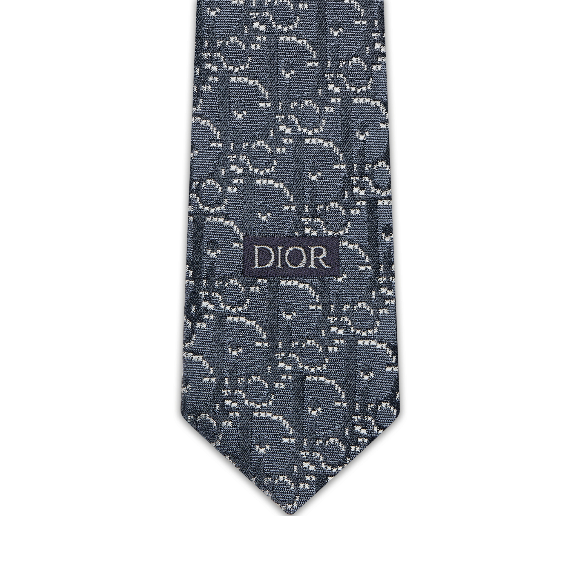 Cravate Dior Oblique Pixel Soie bleue, bleu marine et blanche E09