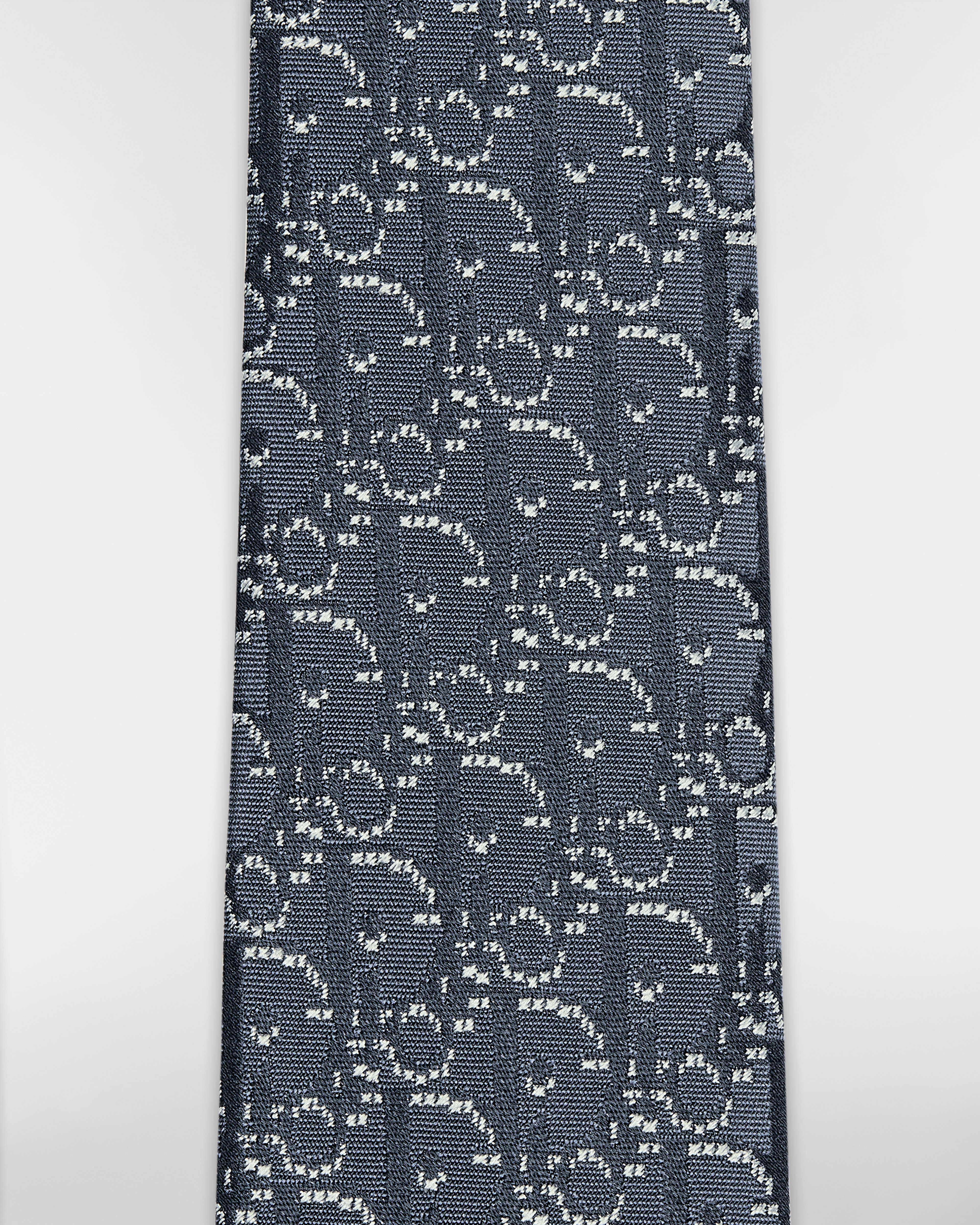 Dior Oblique Pixel Tie Blue, Navy Blue and White Silk E10