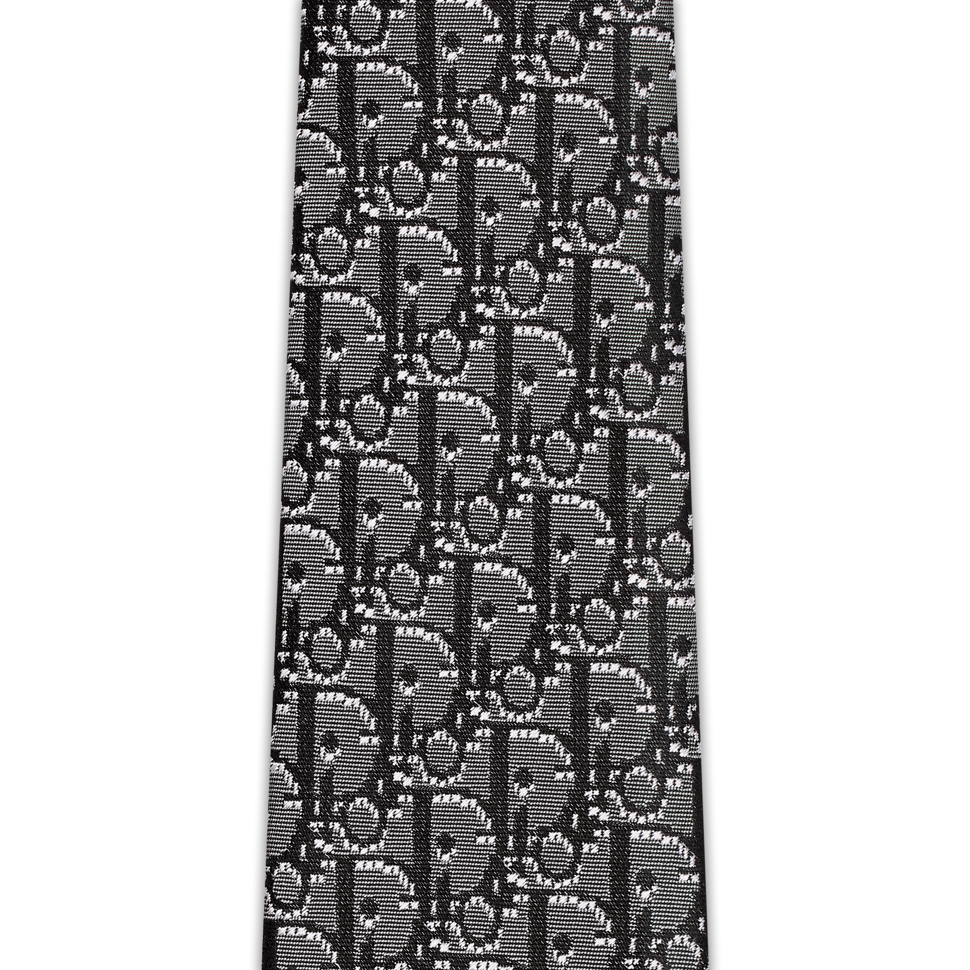 Corbata Dior Oblique Pixel Seda negra, gris y blanca E10