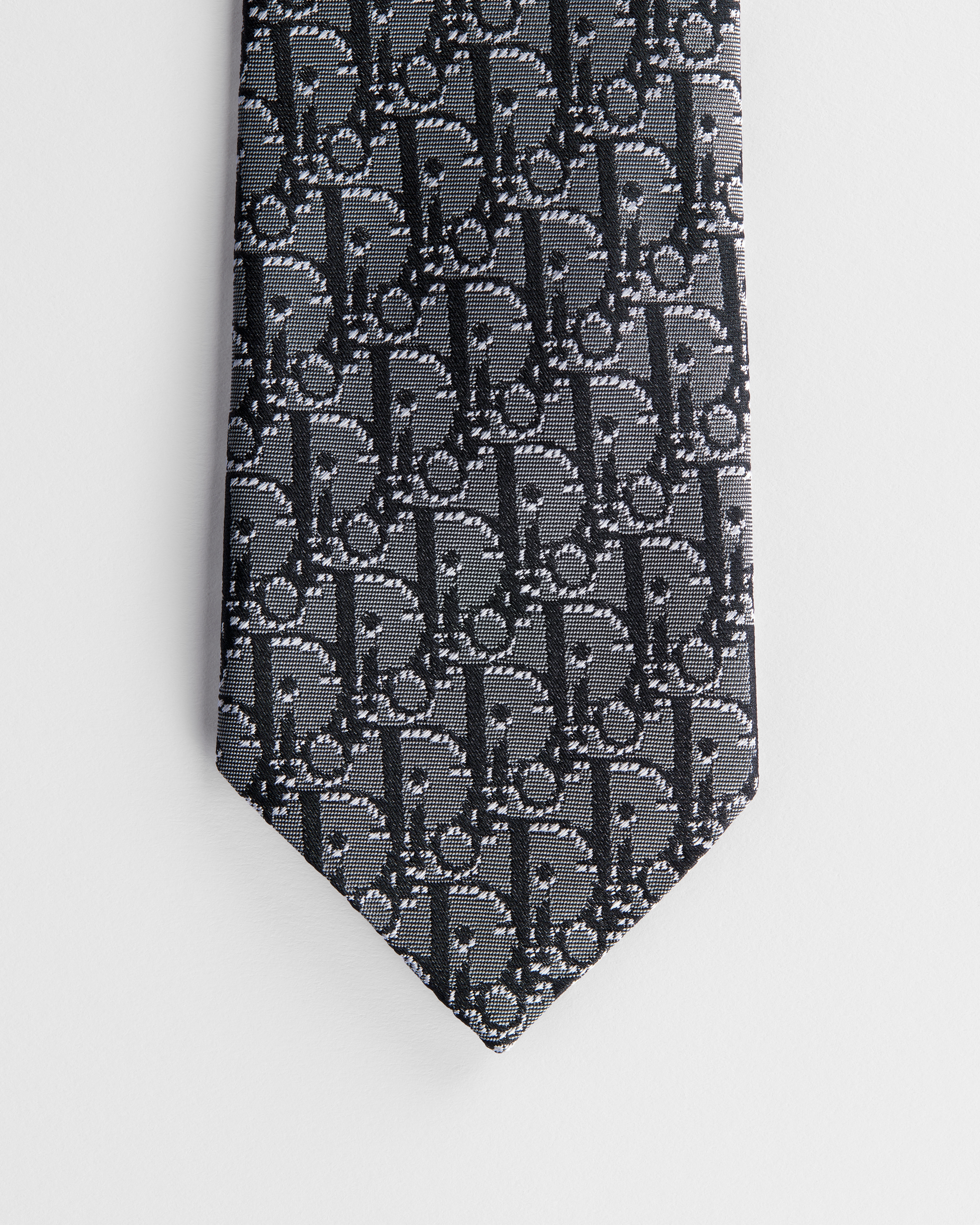 Dior Oblique Pixel Krawatte Seide in Grau, Schwarz und Weiß E09