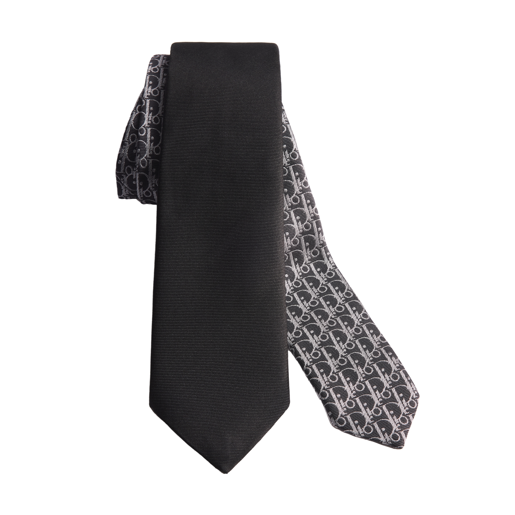 Striped Dior Oblique Tie Black, White and Gray Silk E10