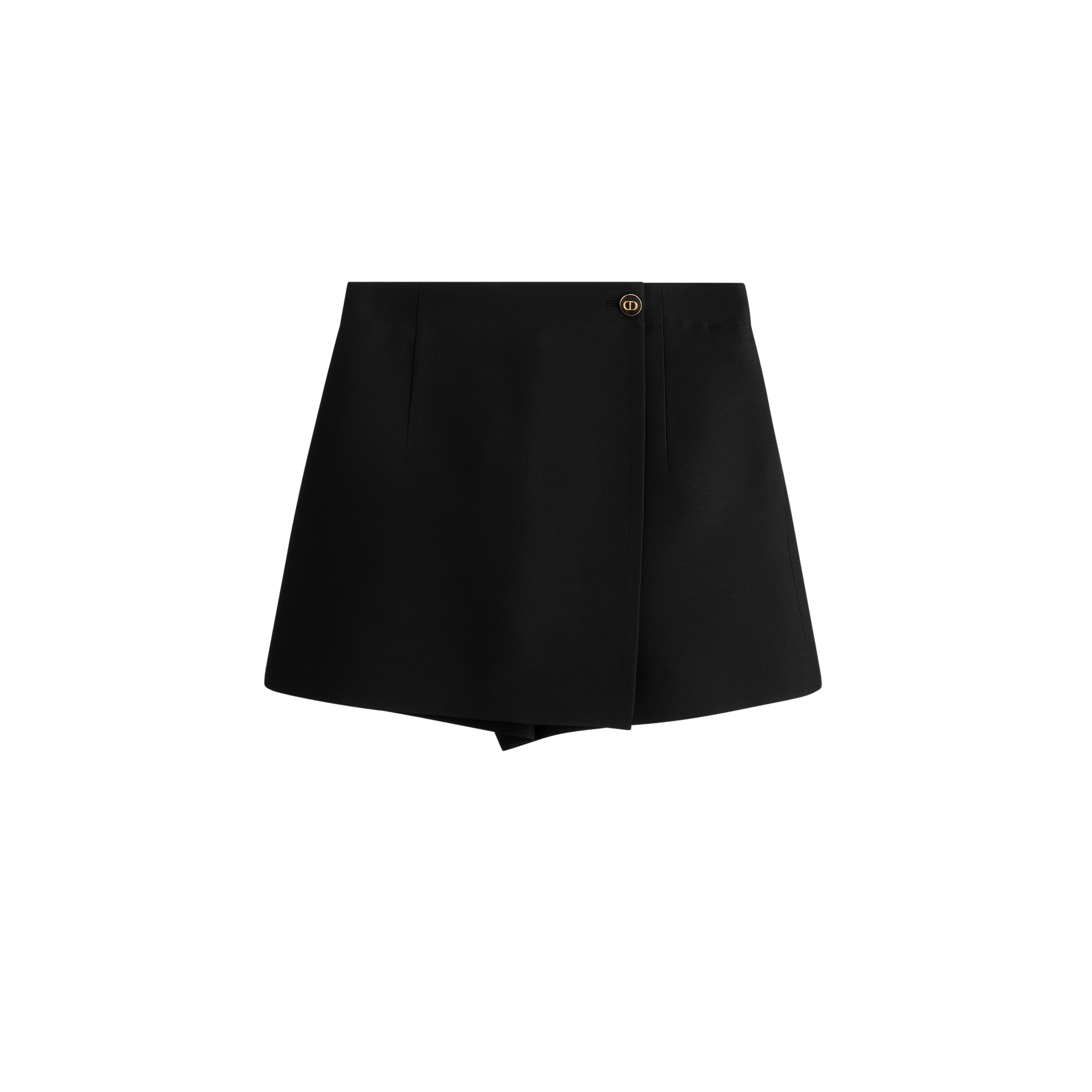 Skort with CD Button Black Wool and Silk E01