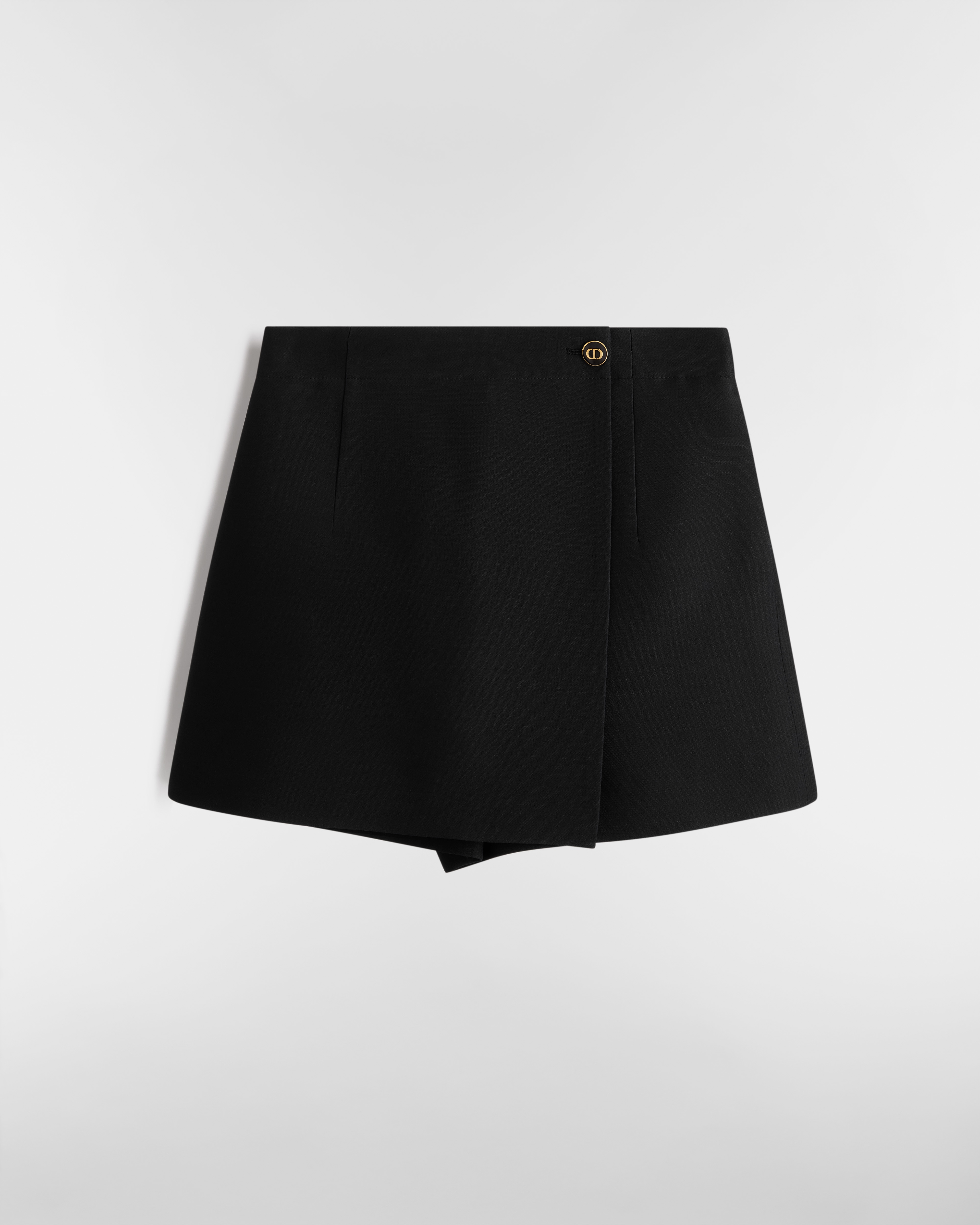 Short portefeuille à bouton CD Laine et soie noires E01