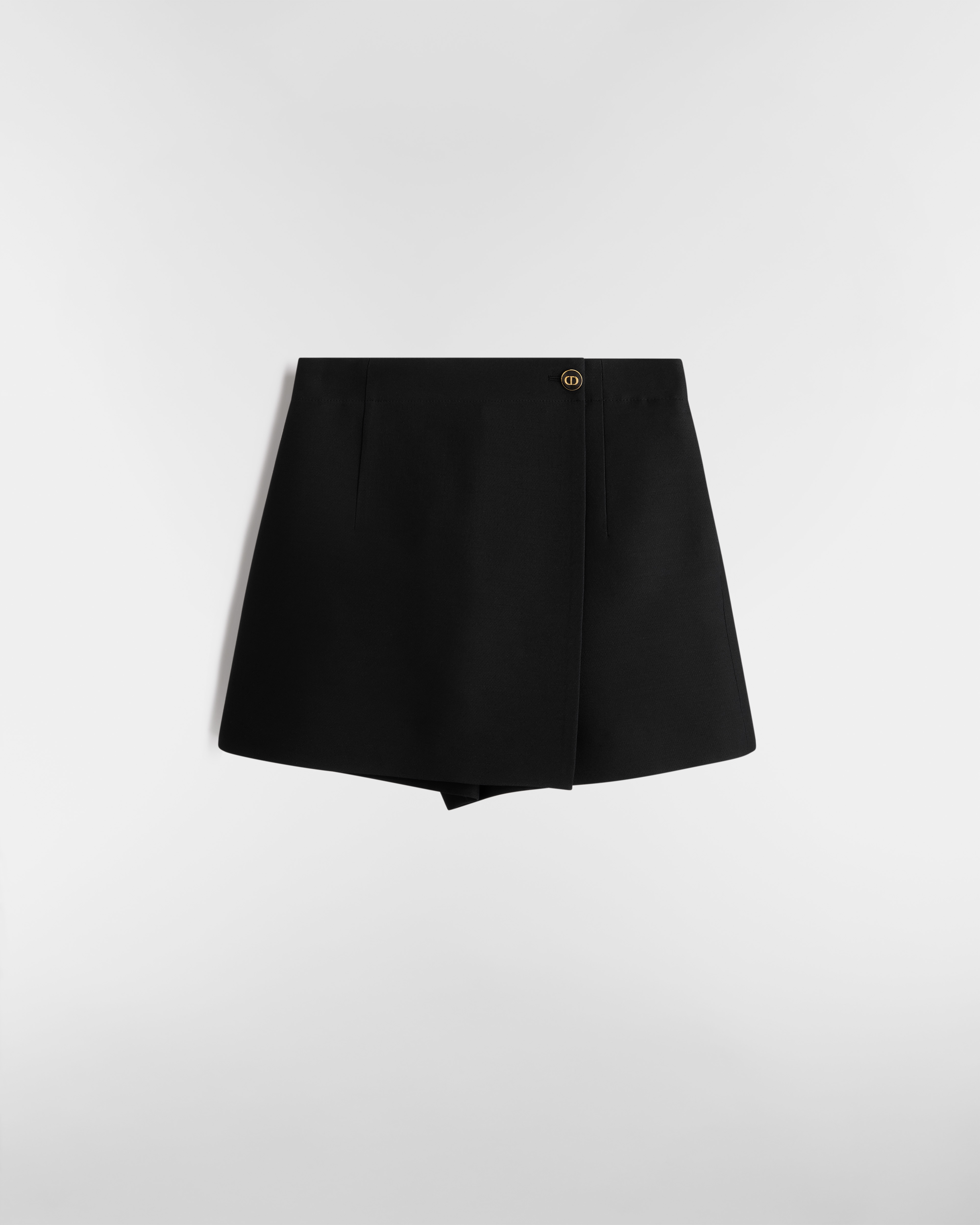 Short portefeuille à bouton CD Laine et soie noires E01