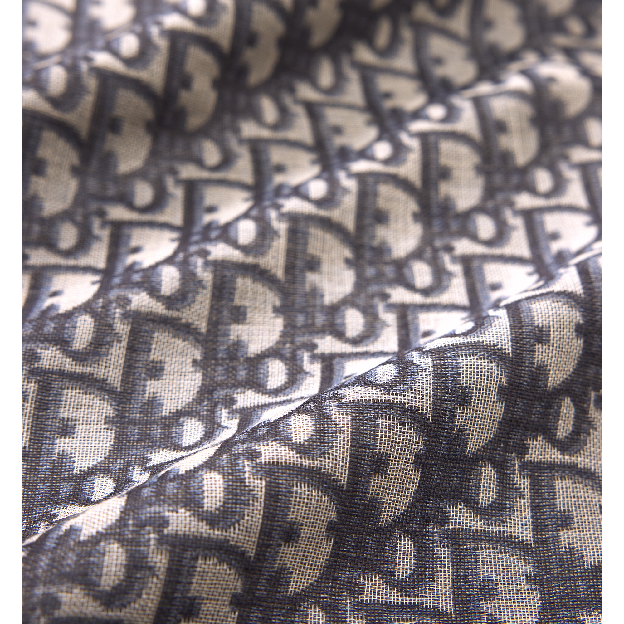 Dior Oblique Shawl Navy Blue Wool, Silk and Cotton E09