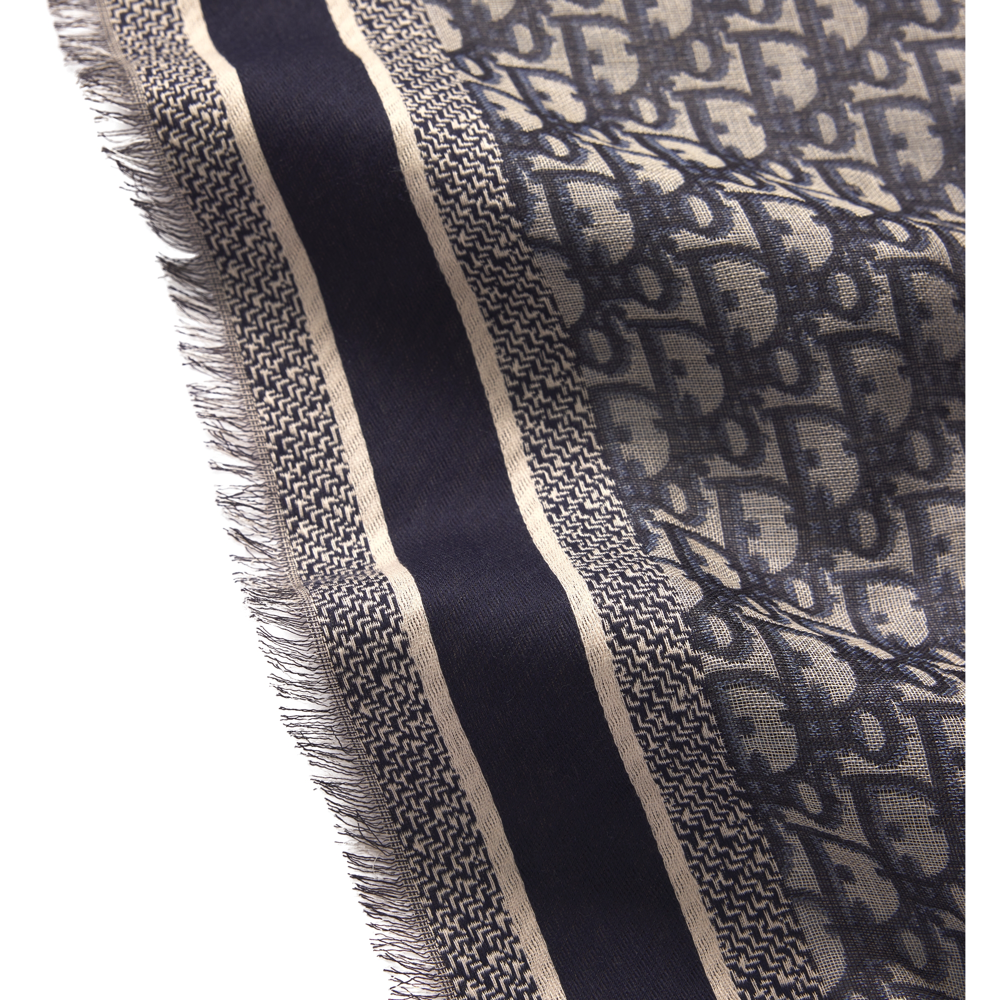 Dior Oblique Shawl Navy Blue Wool, Silk and Cotton E10
