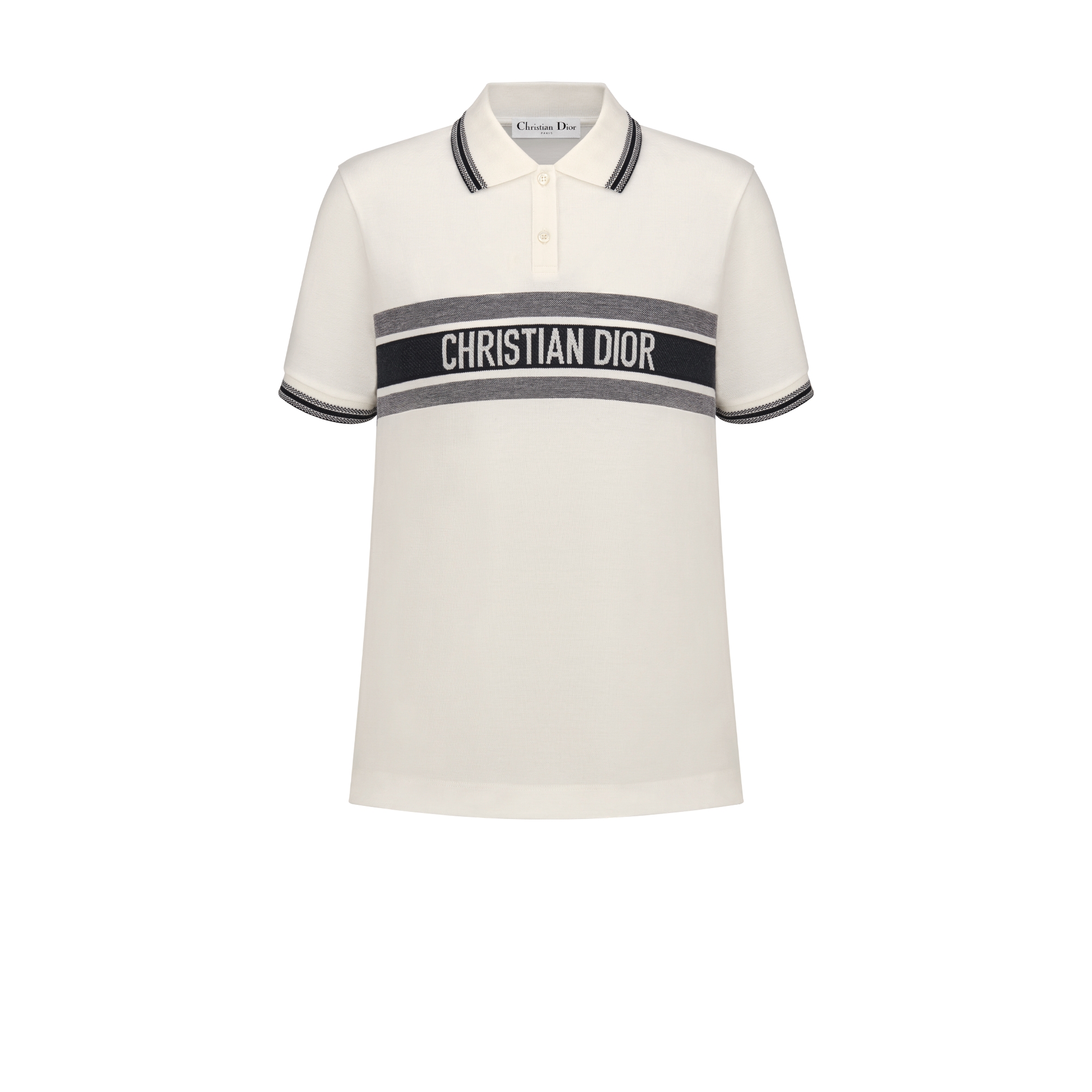 Polo Shirt White and Navy Blue Cotton Jersey | DIOR